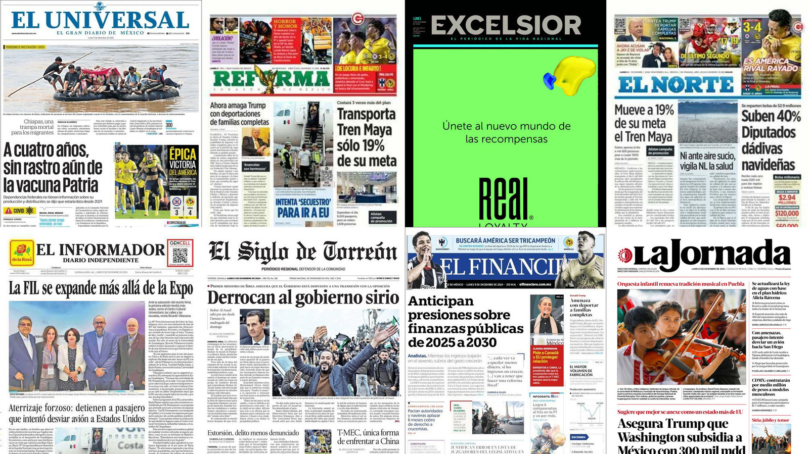 Portadas de periódicos impresos más importantes de México hoy