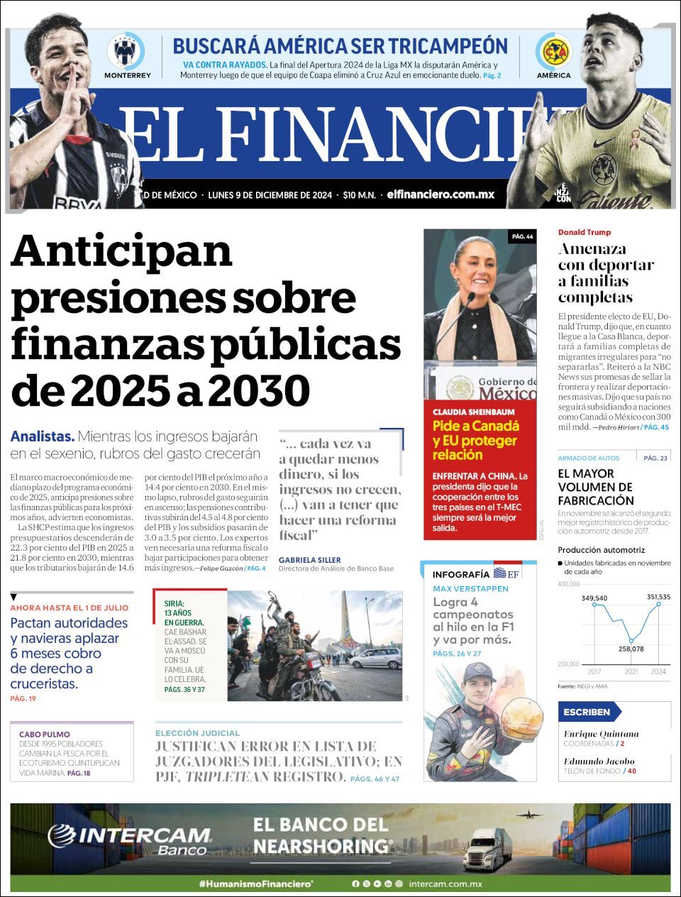 El Financiero, edición del lunes 09 de diciembre de 2024