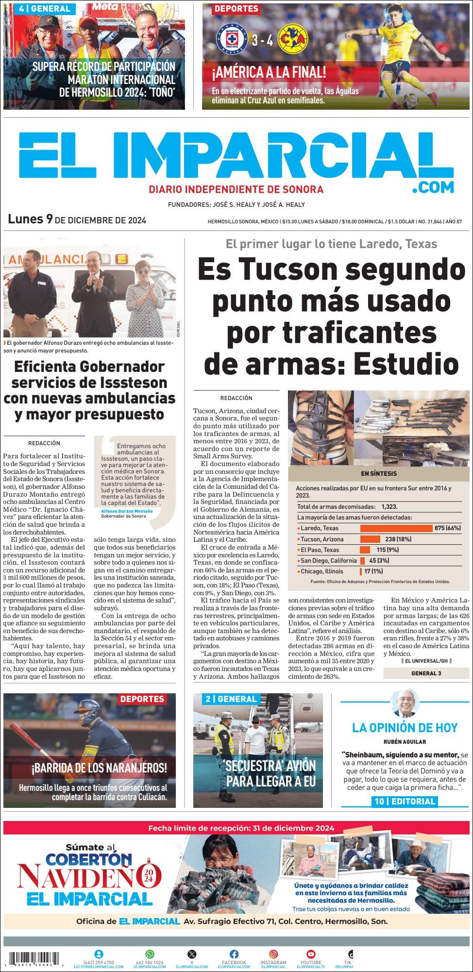 El Imparcial, edición del lunes 09 de diciembre de 2024