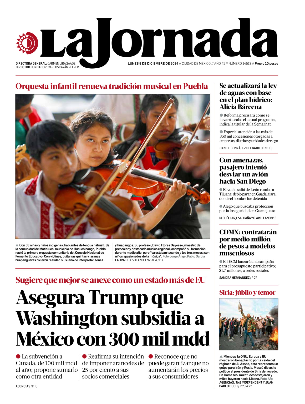 La Jornada, edición del lunes 09 de diciembre de 2024