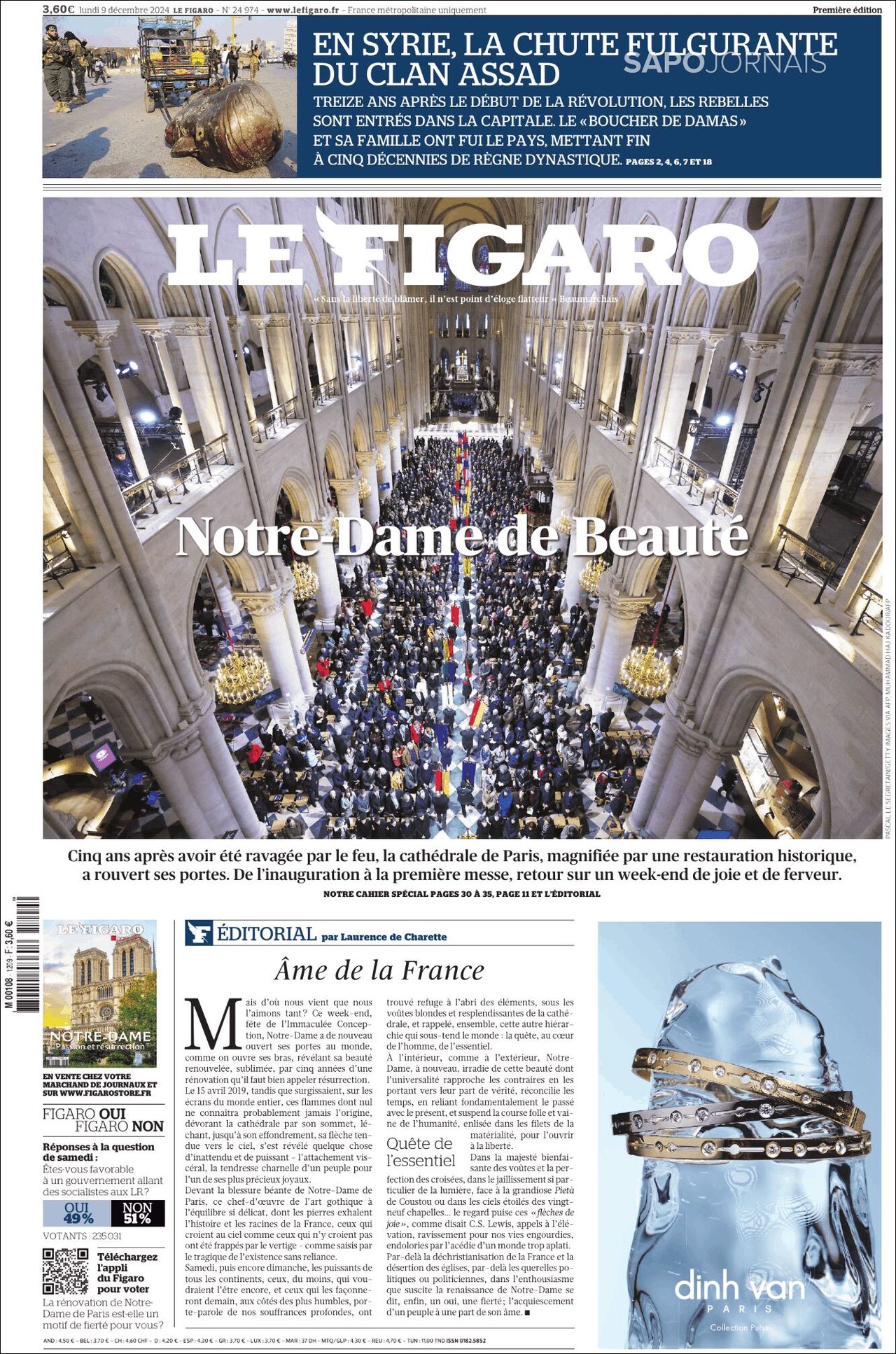 Le Figaro, edición del lunes 09 de diciembre de 2024