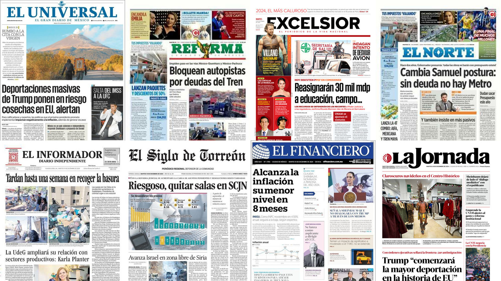 Portadas de periódicos impresos más importantes de México hoy