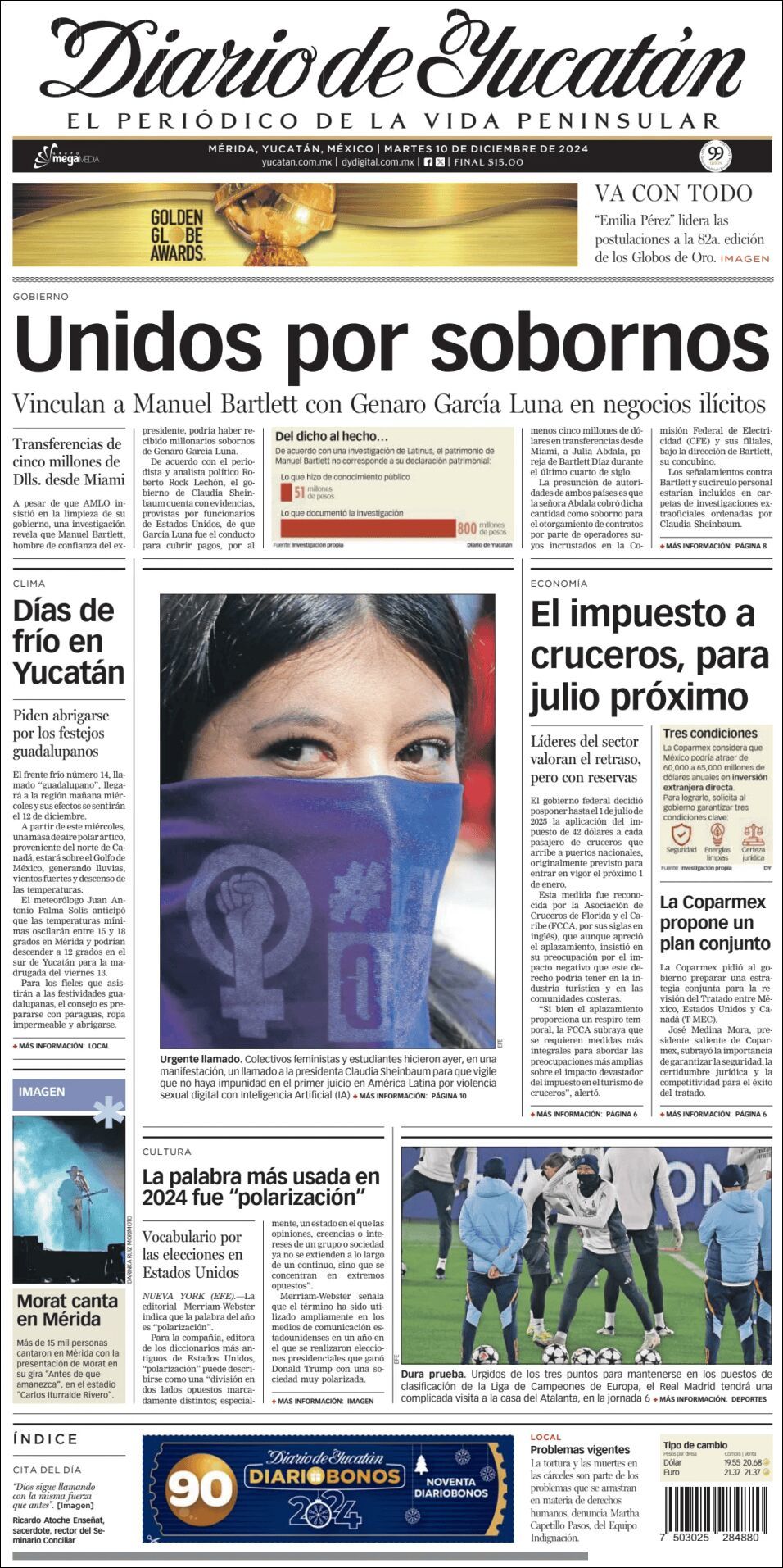 El Diario de Yucatán, edición del martes 10 de diciembre de 2024