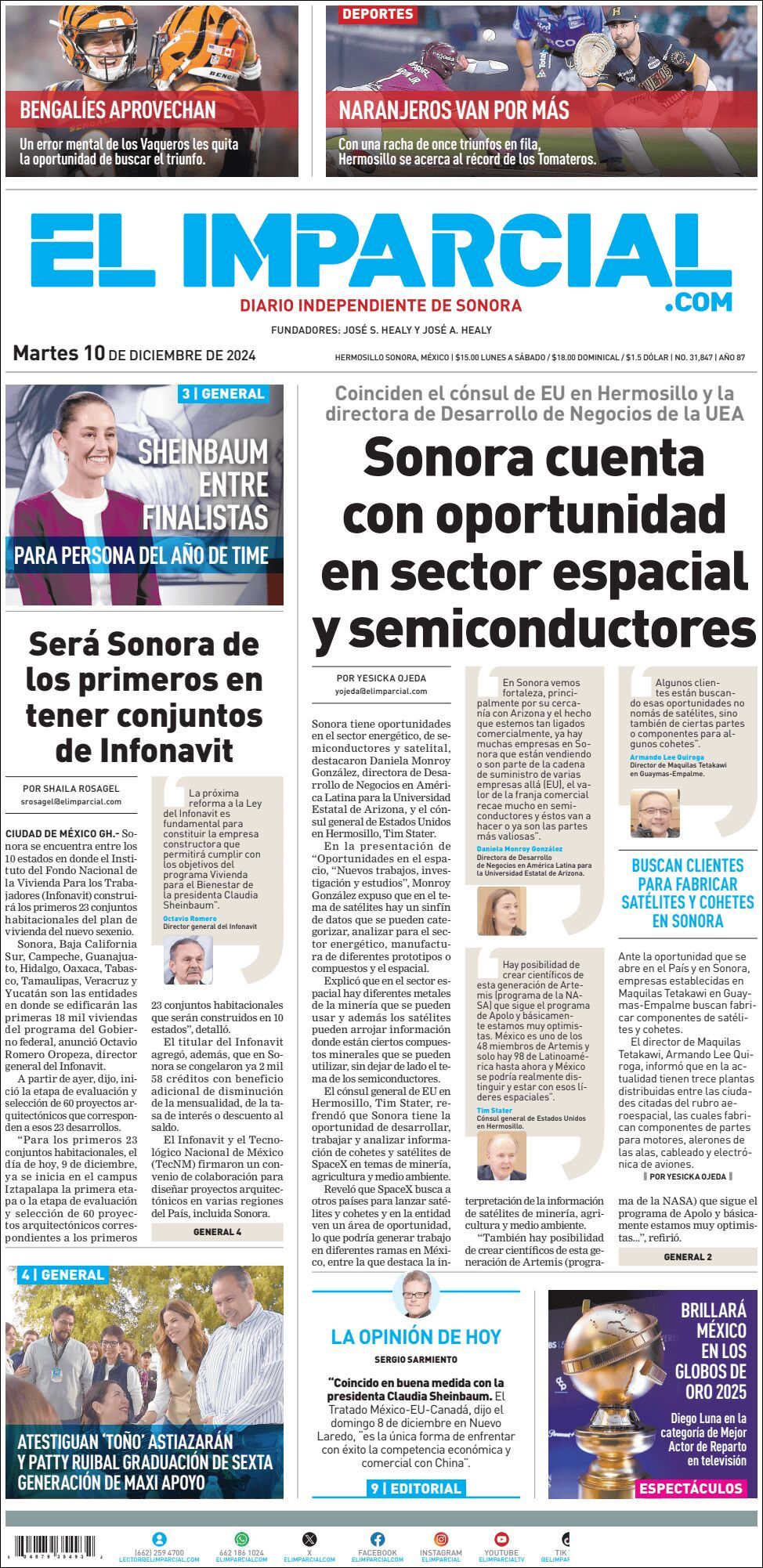 El Imparcial, edición del martes 10 de diciembre de 2024