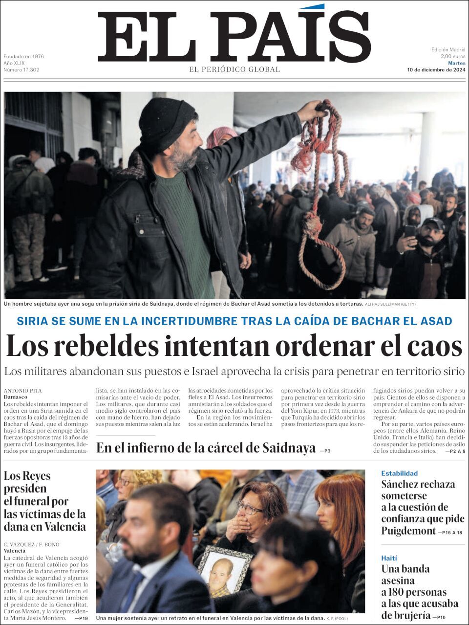 El País, edición del martes 10 de diciembre de 2024