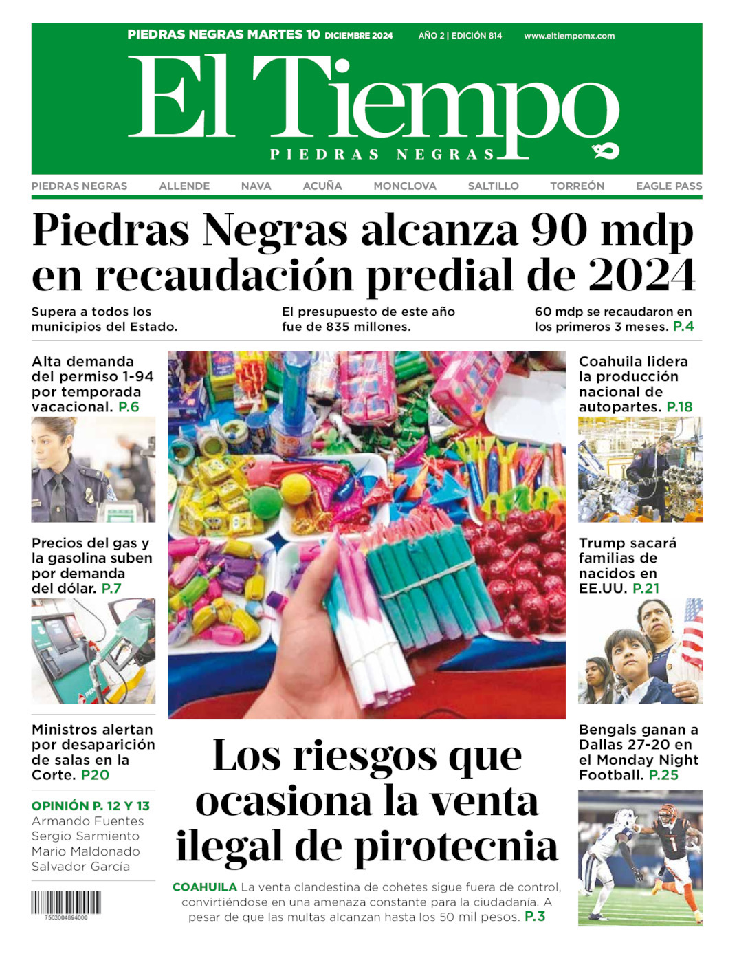 El Tiempo Piedras Negras, edición del martes 10 de diciembre de 2024