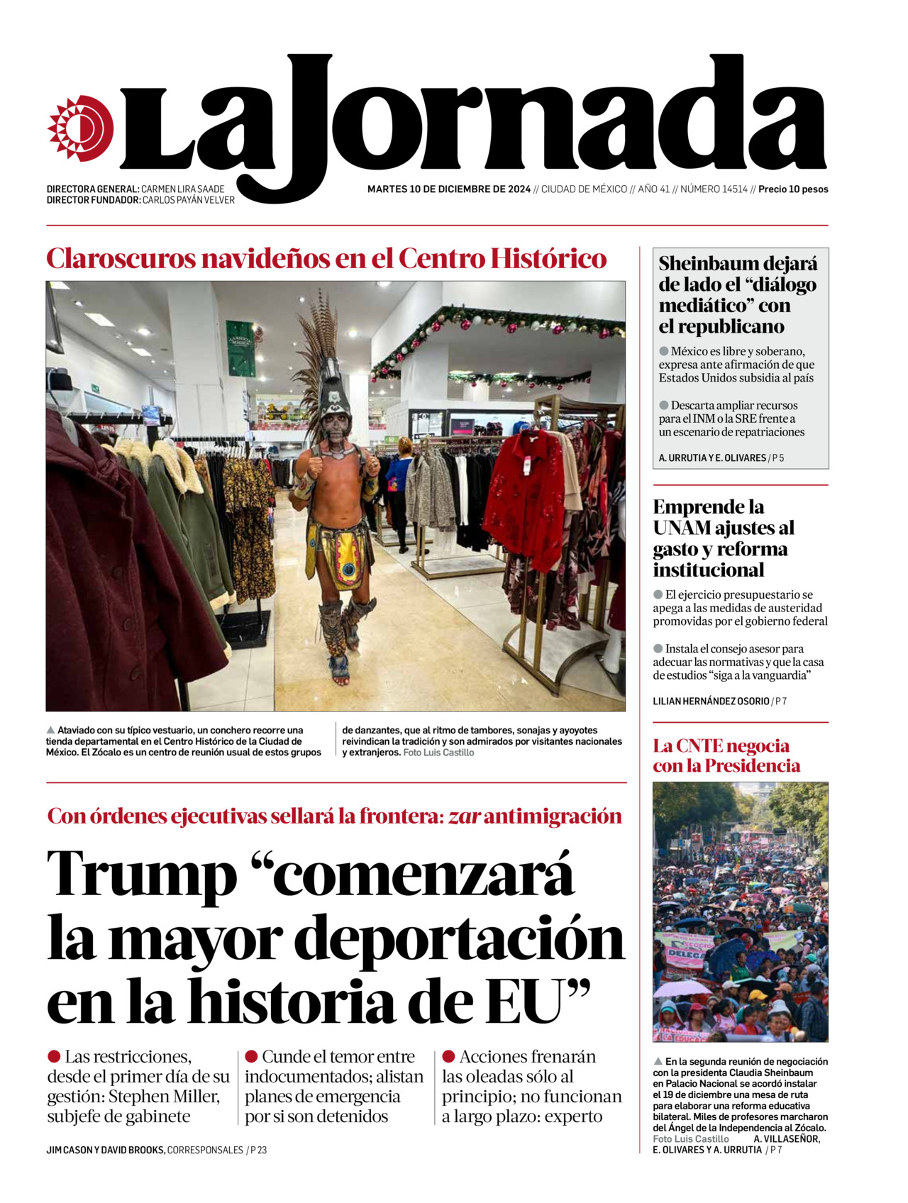 La Jornada, edición del martes 10 de diciembre de 2024