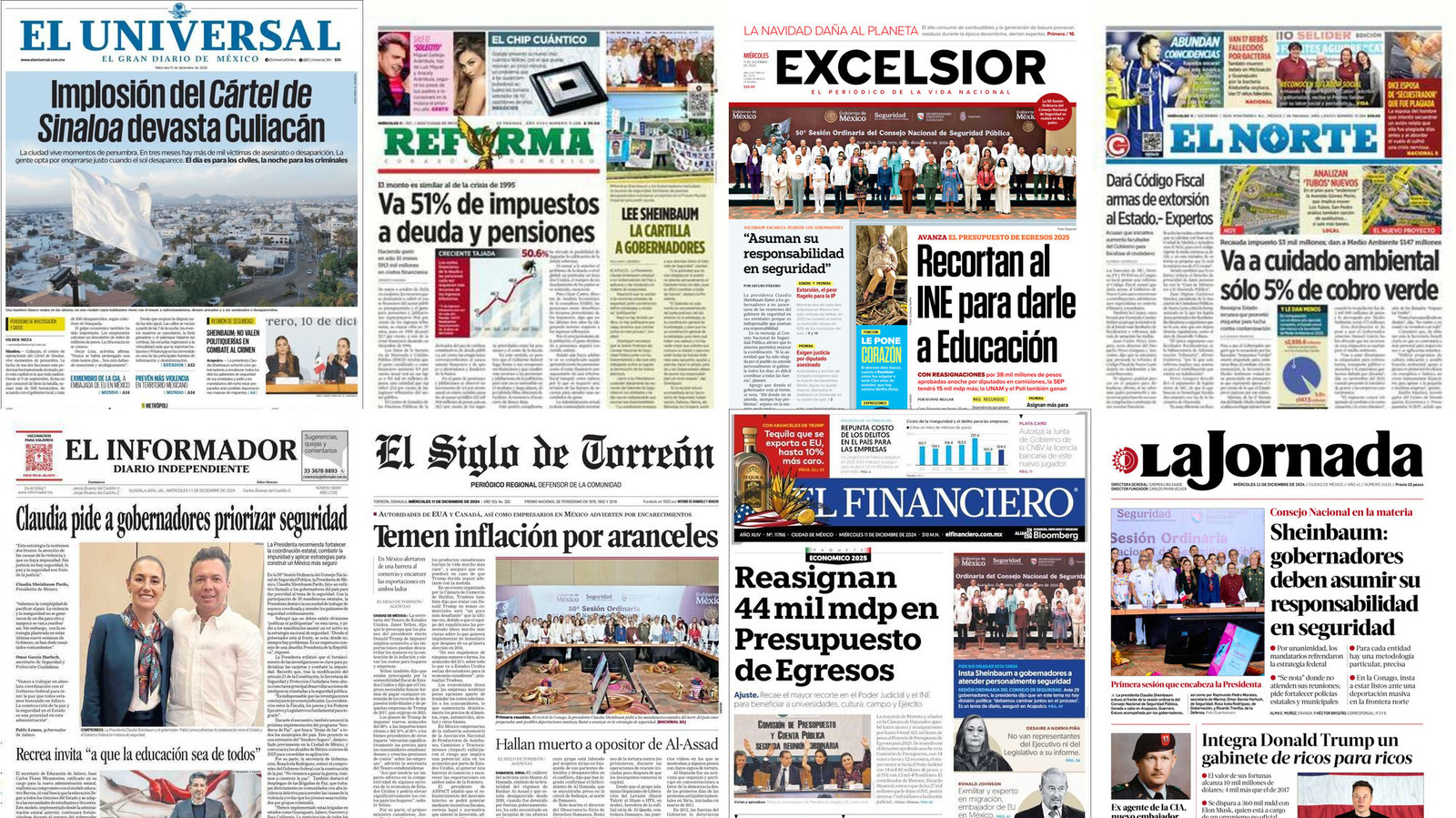 Portadas de periódicos impresos más importantes de México hoy