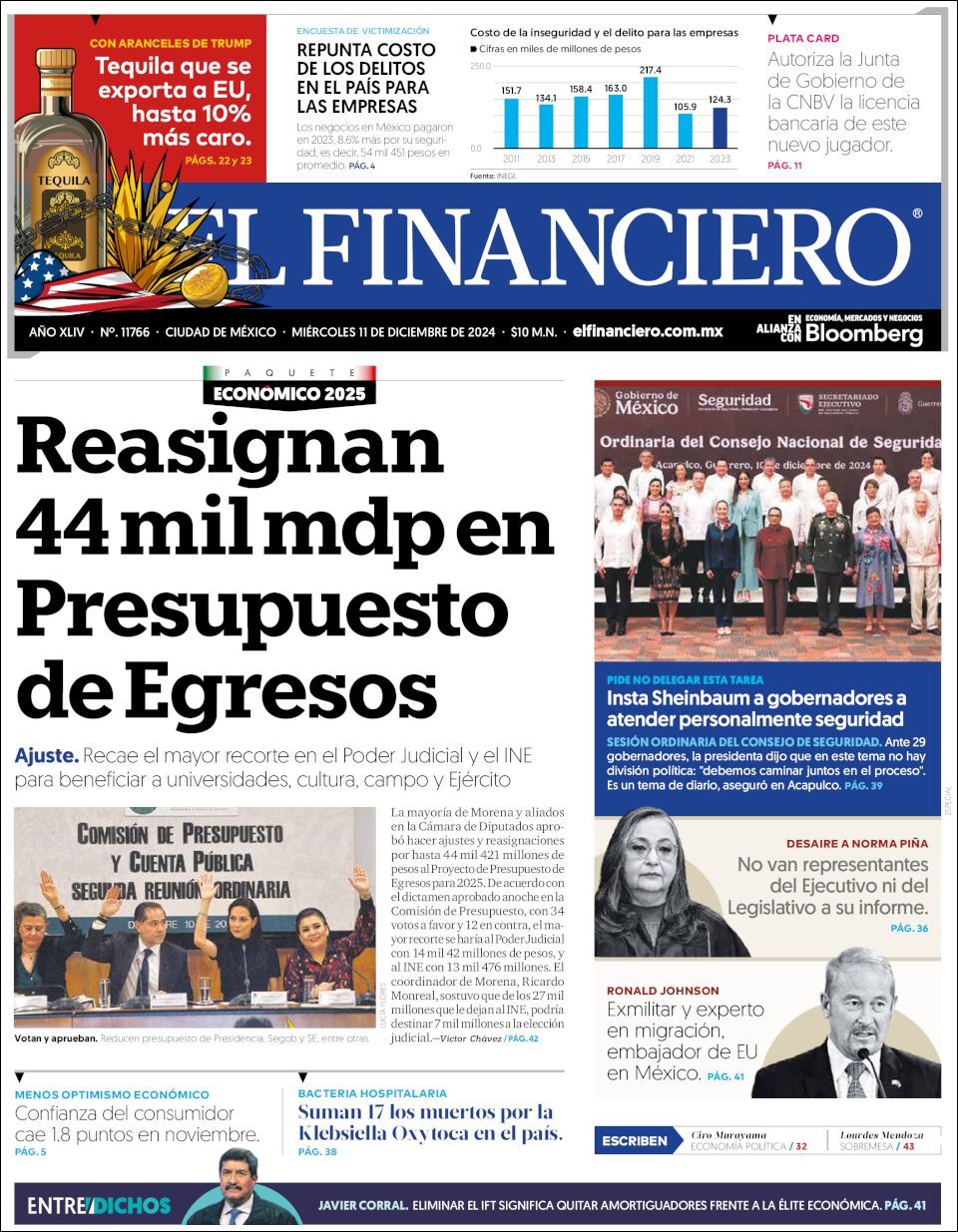 El Financiero, edición del miércoles 11 de diciembre de 2024