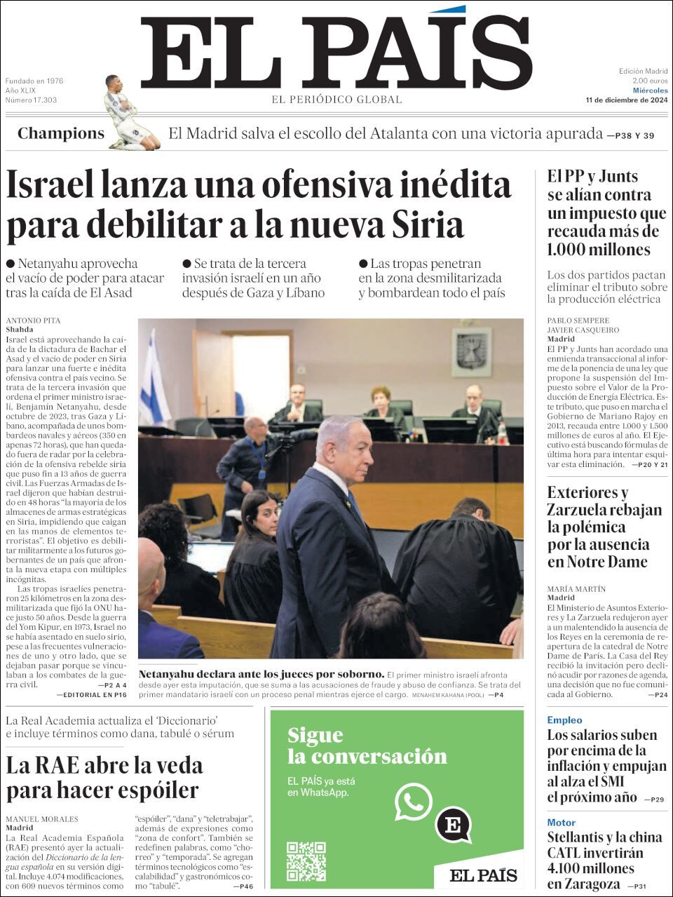 El País, edición del miércoles 11 de diciembre de 2024