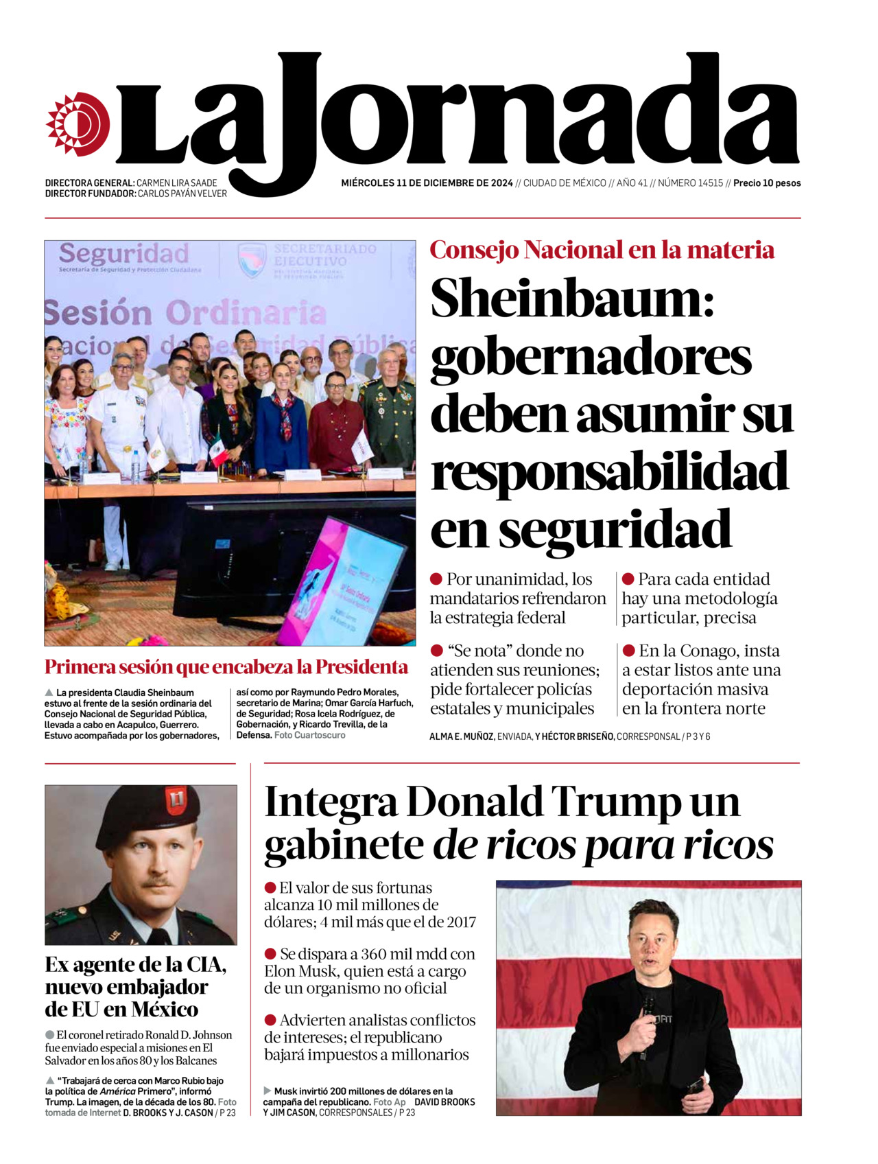 La Jornada, edición del miércoles 11 de diciembre de 2024