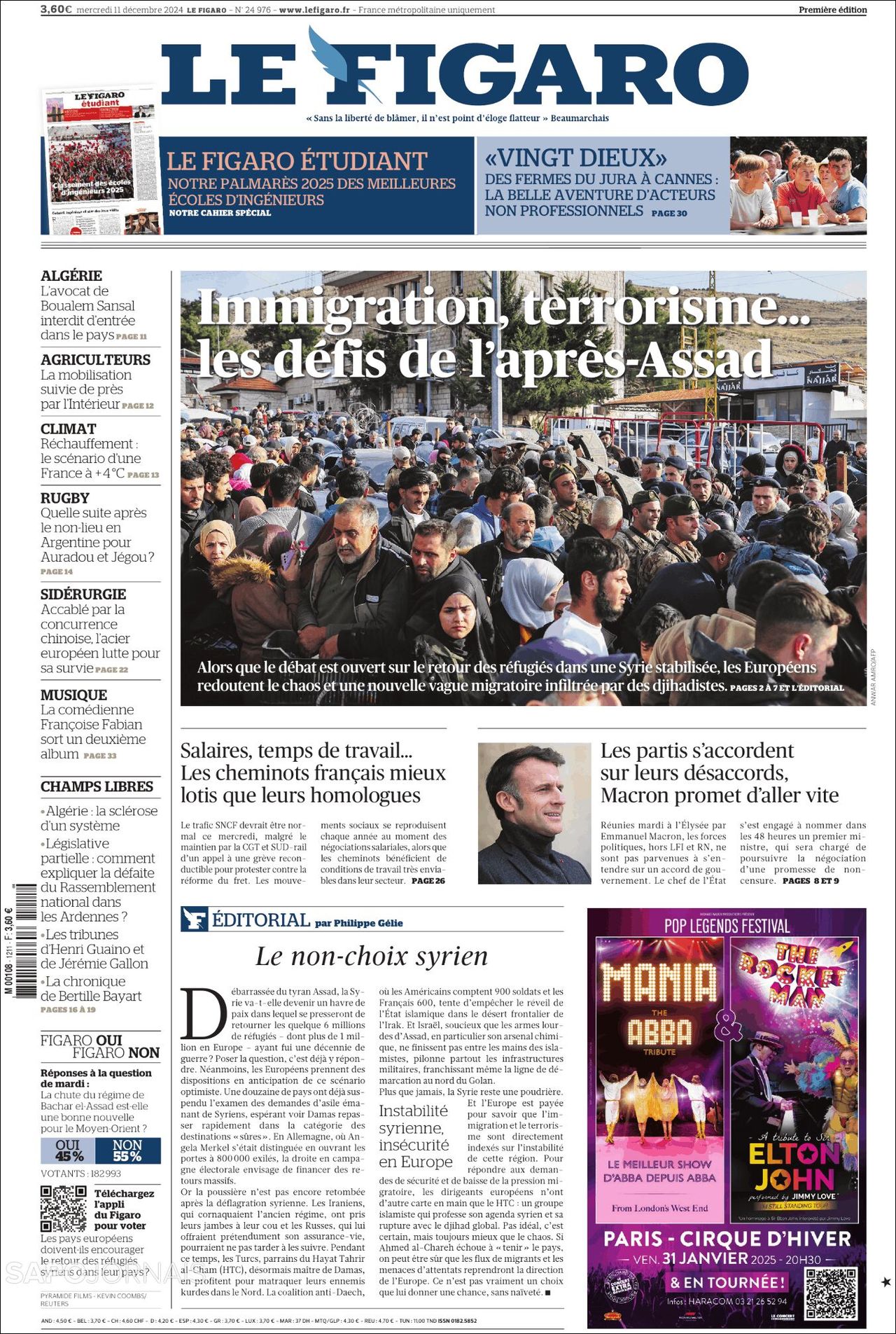 Le Figaro, edición del miércoles 11 de diciembre de 2024