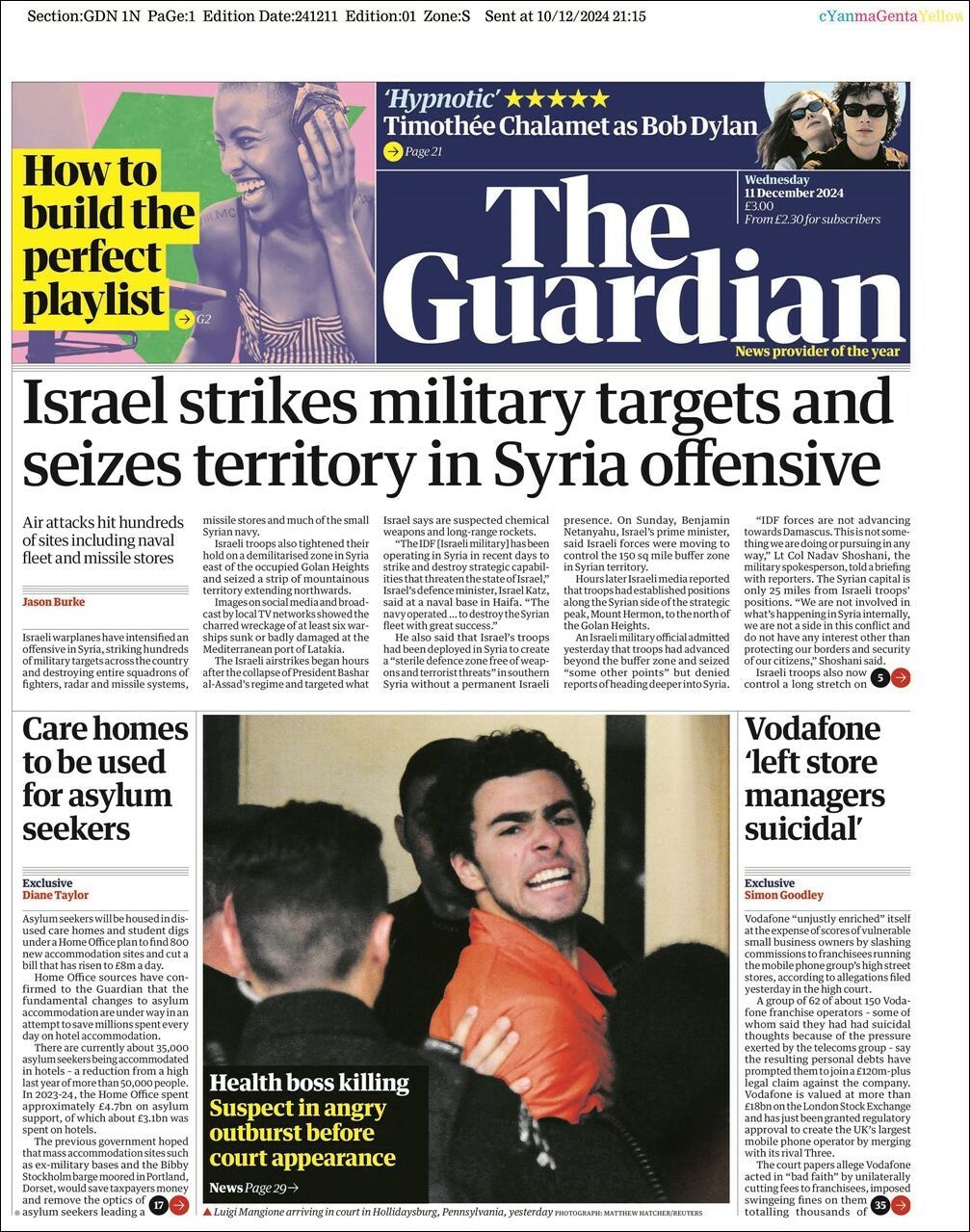 The Guardian, edición del miércoles 11 de diciembre de 2024