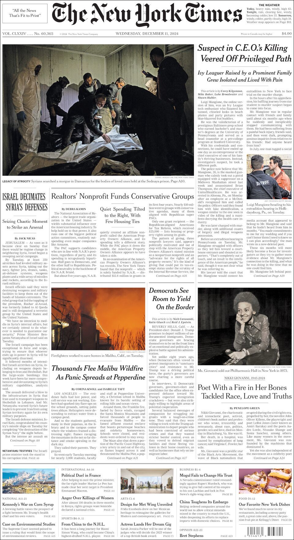 The New York Times, edición del miércoles 11 de diciembre de 2024