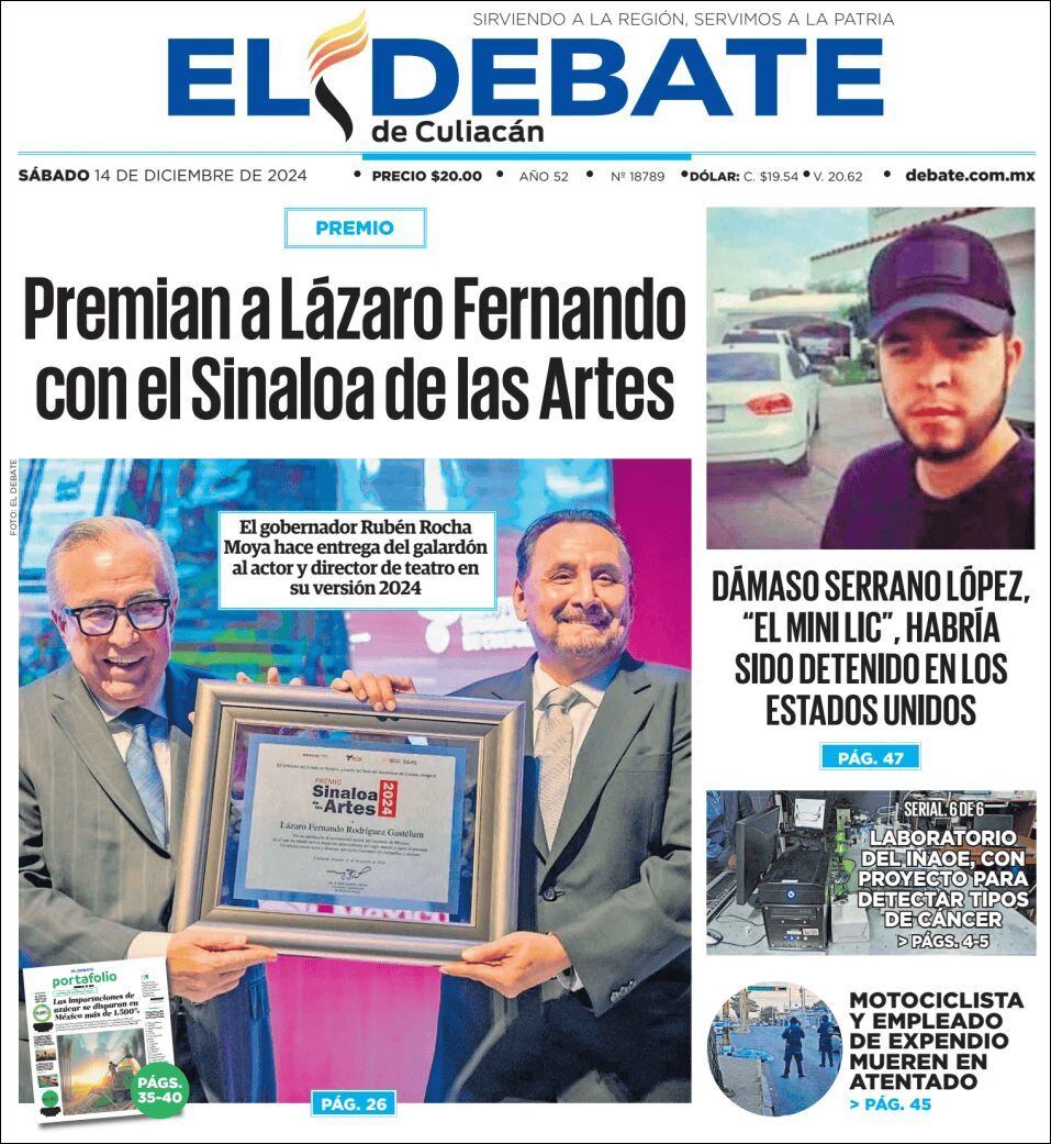 El Debate Culiacán, edición del sábado 14 de diciembre de 2024