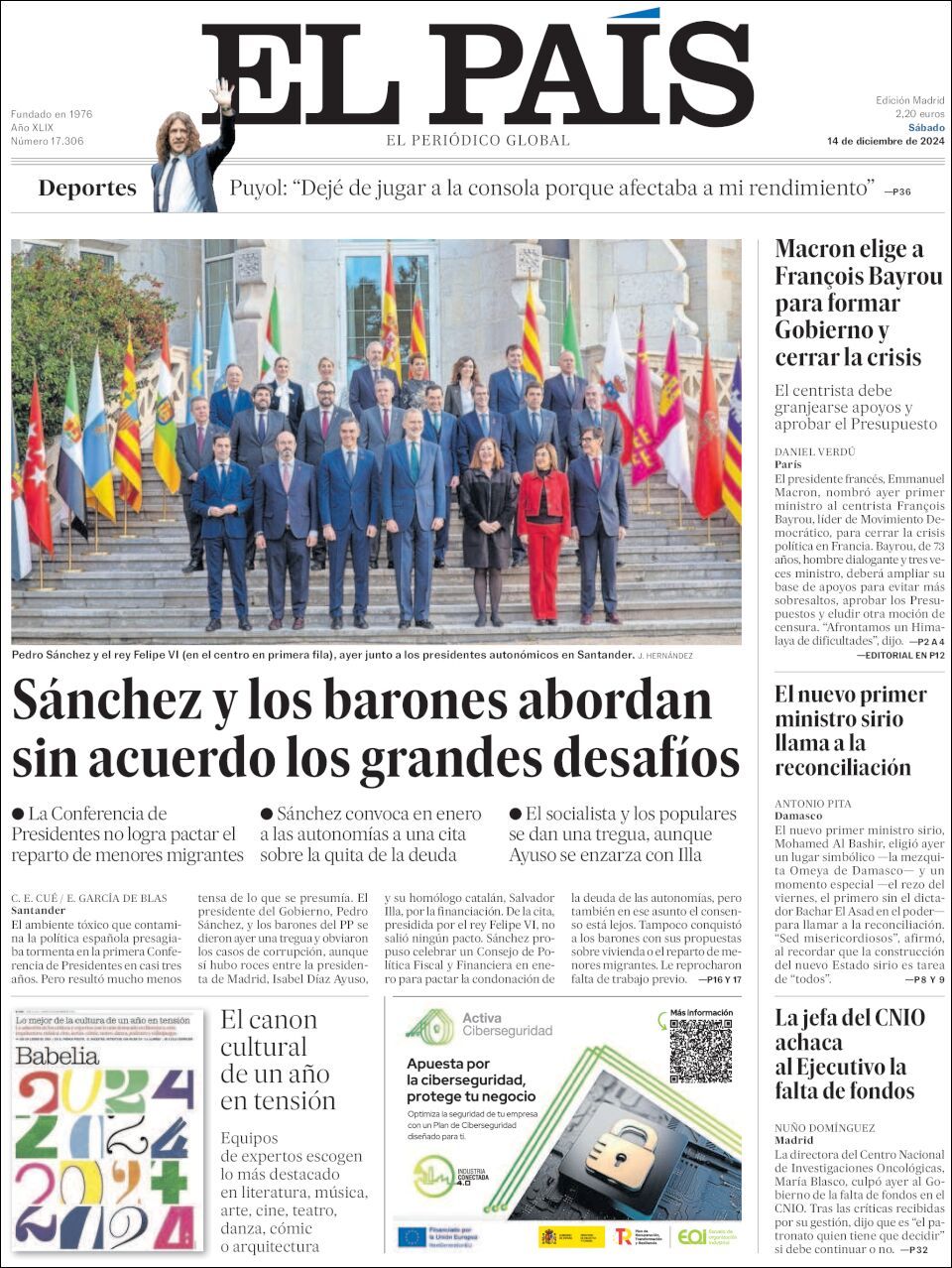 El País, edición del sábado 14 de diciembre de 2024