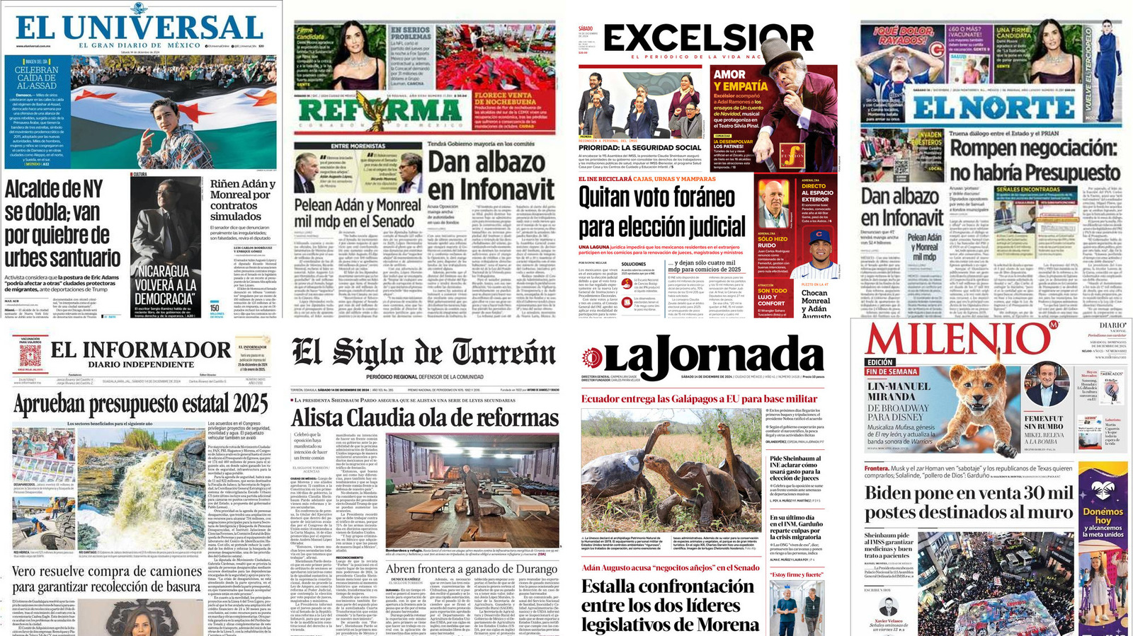 Portadas de periódicos impresos más importantes de México hoy