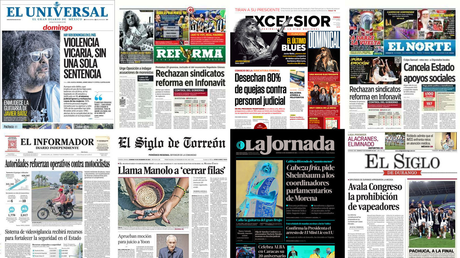 Portadas de periódicos impresos más importantes de México hoy