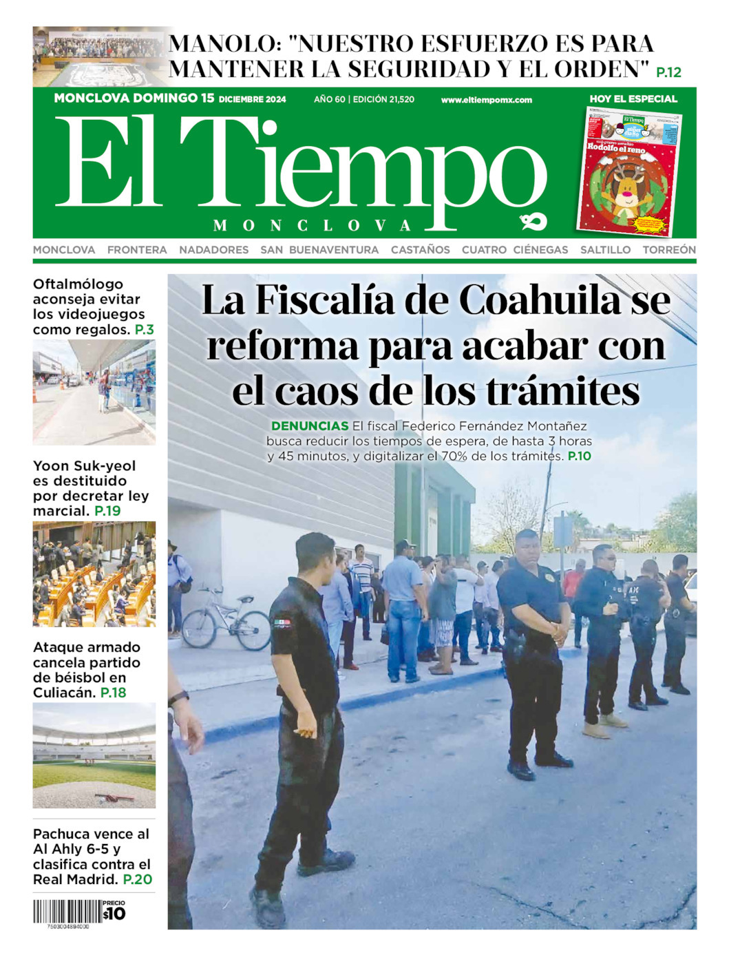 El Tiempo Monclova, edición del domingo 15 de diciembre de 2024