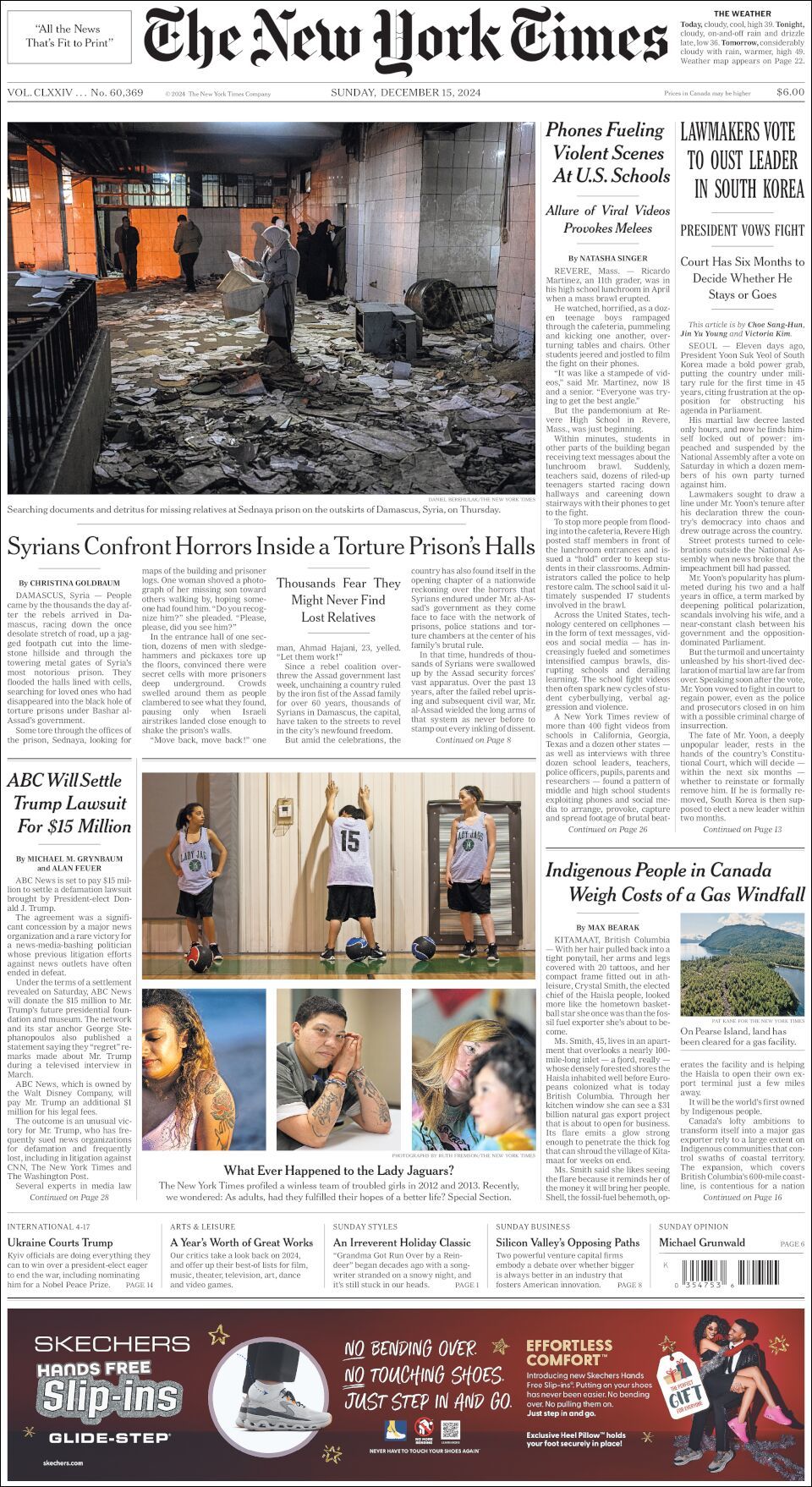 The New York Times, edición del domingo 15 de diciembre de 2024