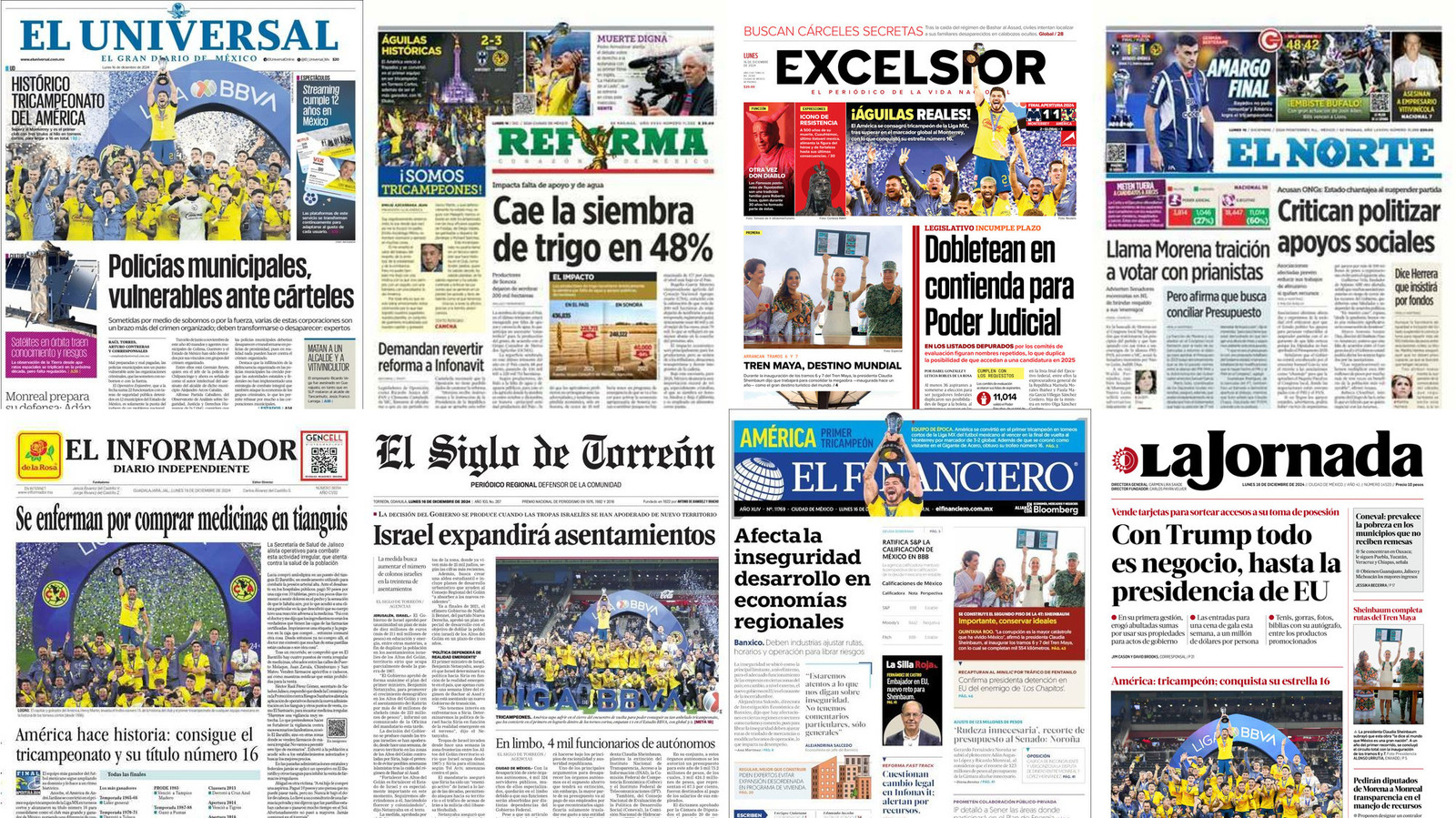 Portadas de periódicos impresos más importantes de México hoy