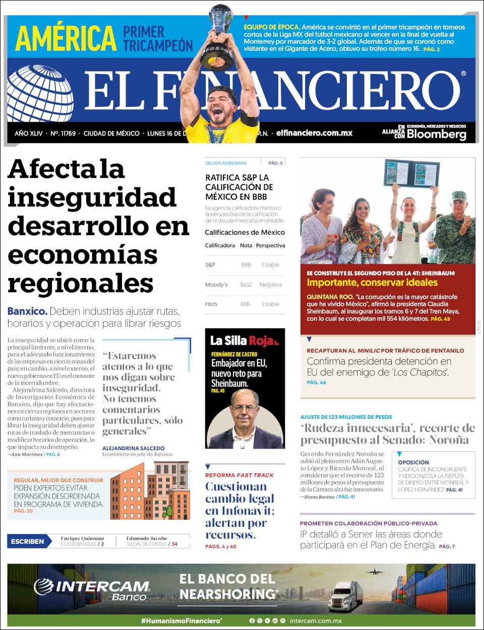 El Financiero, edición del lunes 16 de diciembre de 2024