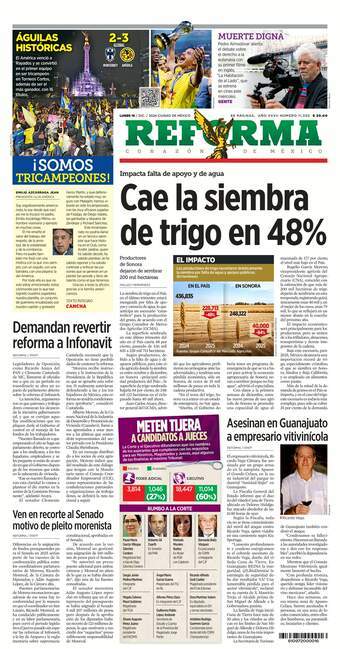 Reforma, edición del lunes 16 de diciembre de 2024