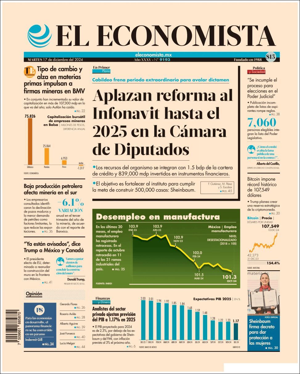 El Economista, edición del martes 17 de diciembre de 2024