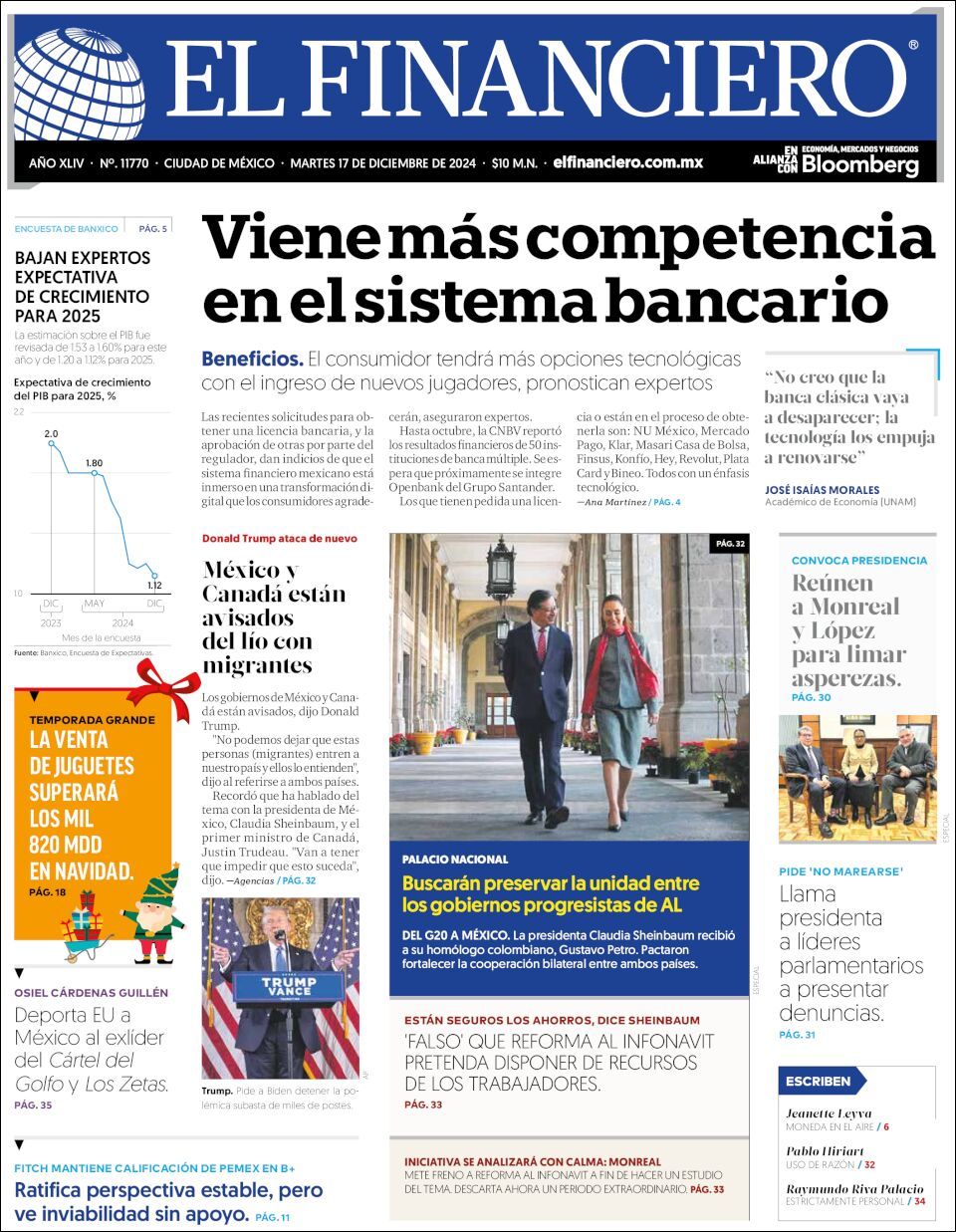 El Financiero, edición del martes 17 de diciembre de 2024