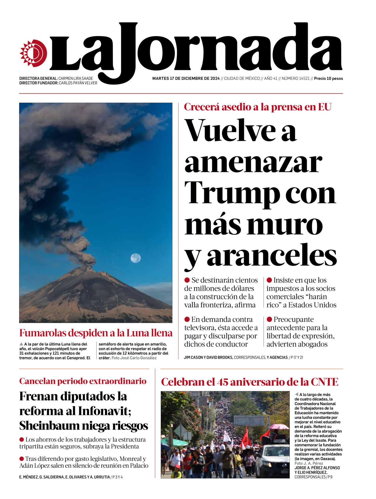 La Jornada, edición del martes 17 de diciembre de 2024