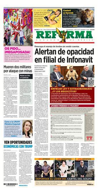 Reforma, edición del martes 17 de diciembre de 2024