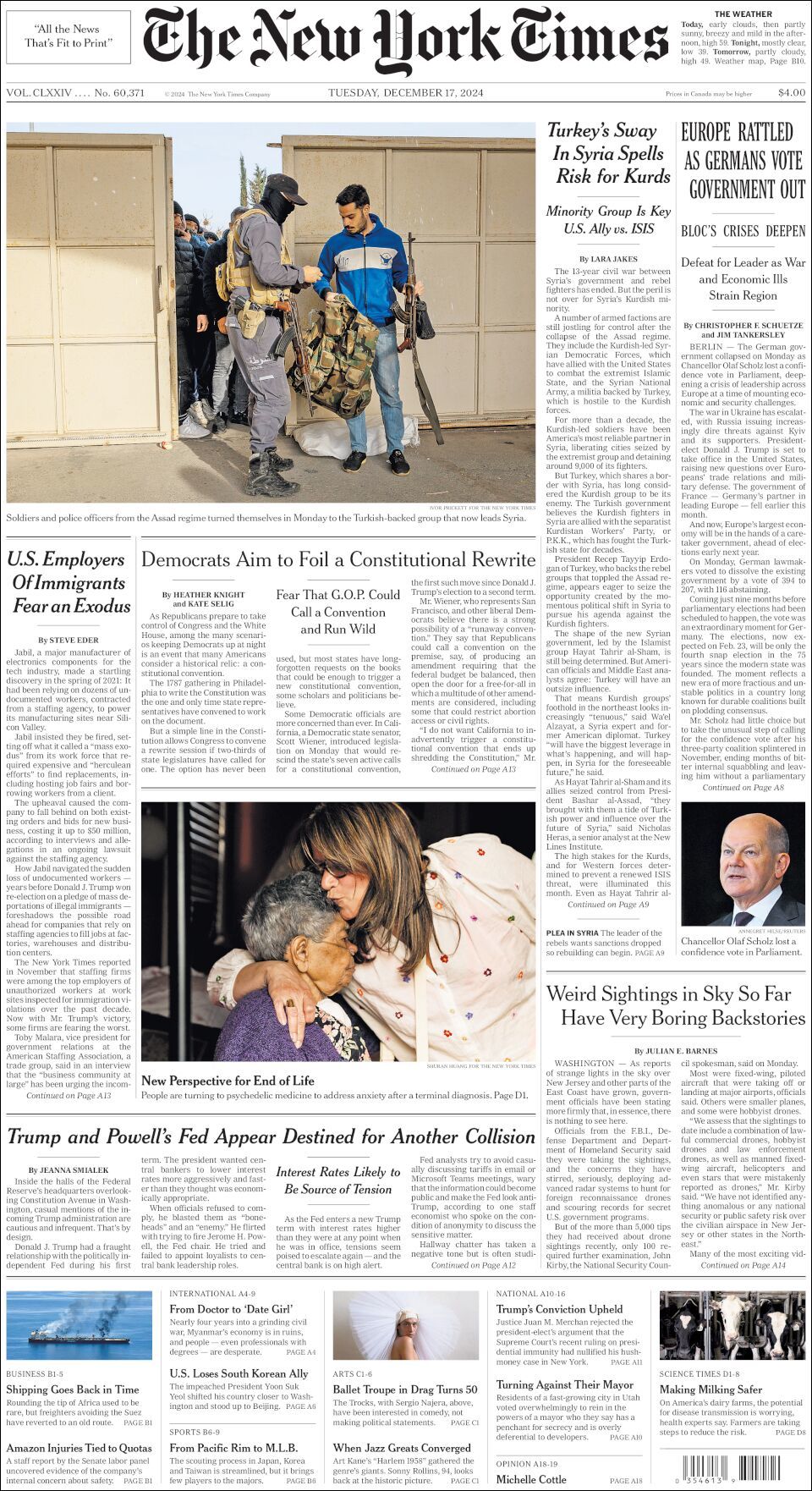 The New York Times, edición del martes 17 de diciembre de 2024