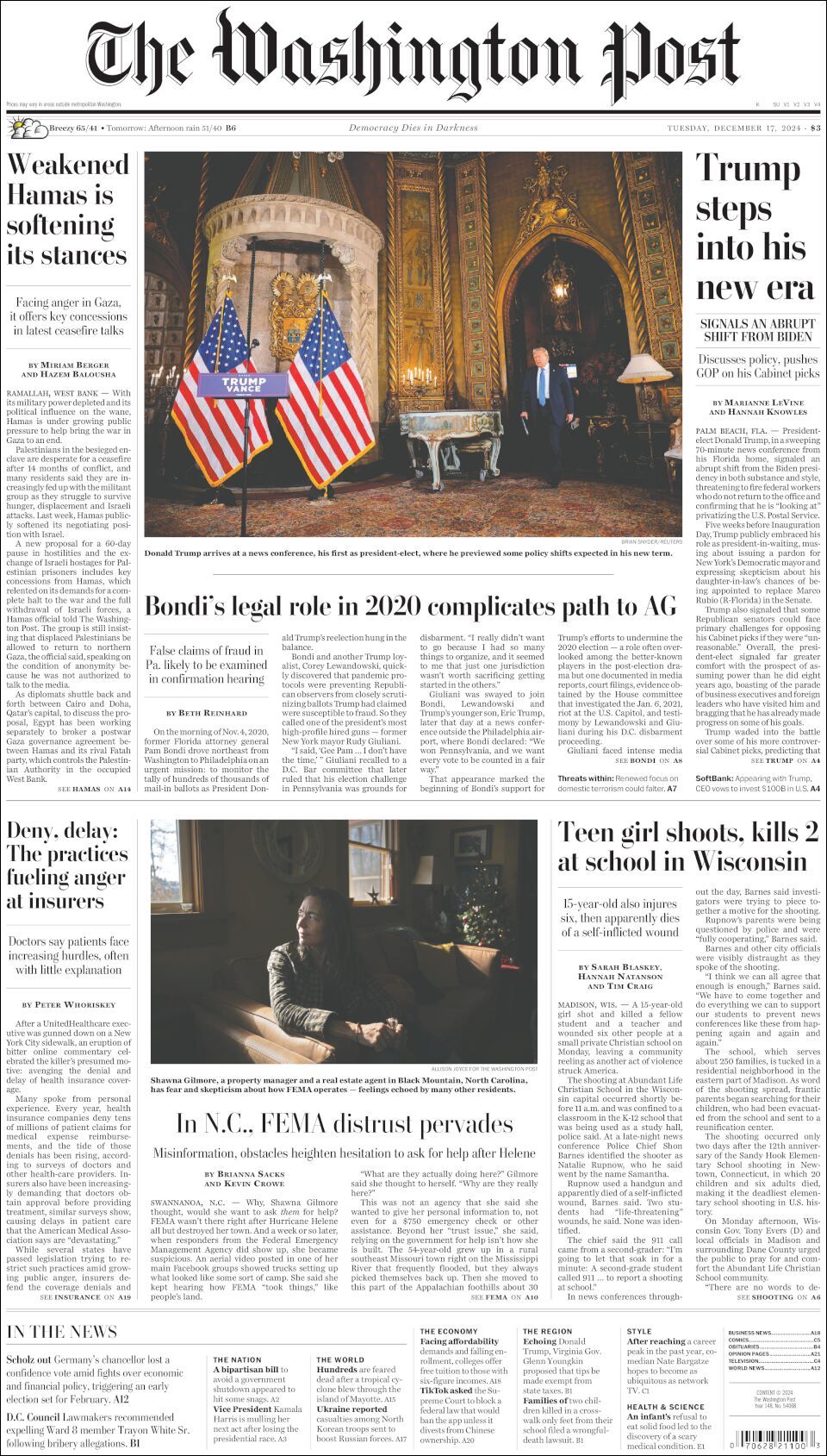 The Washington Post, edición del martes 17 de diciembre de 2024