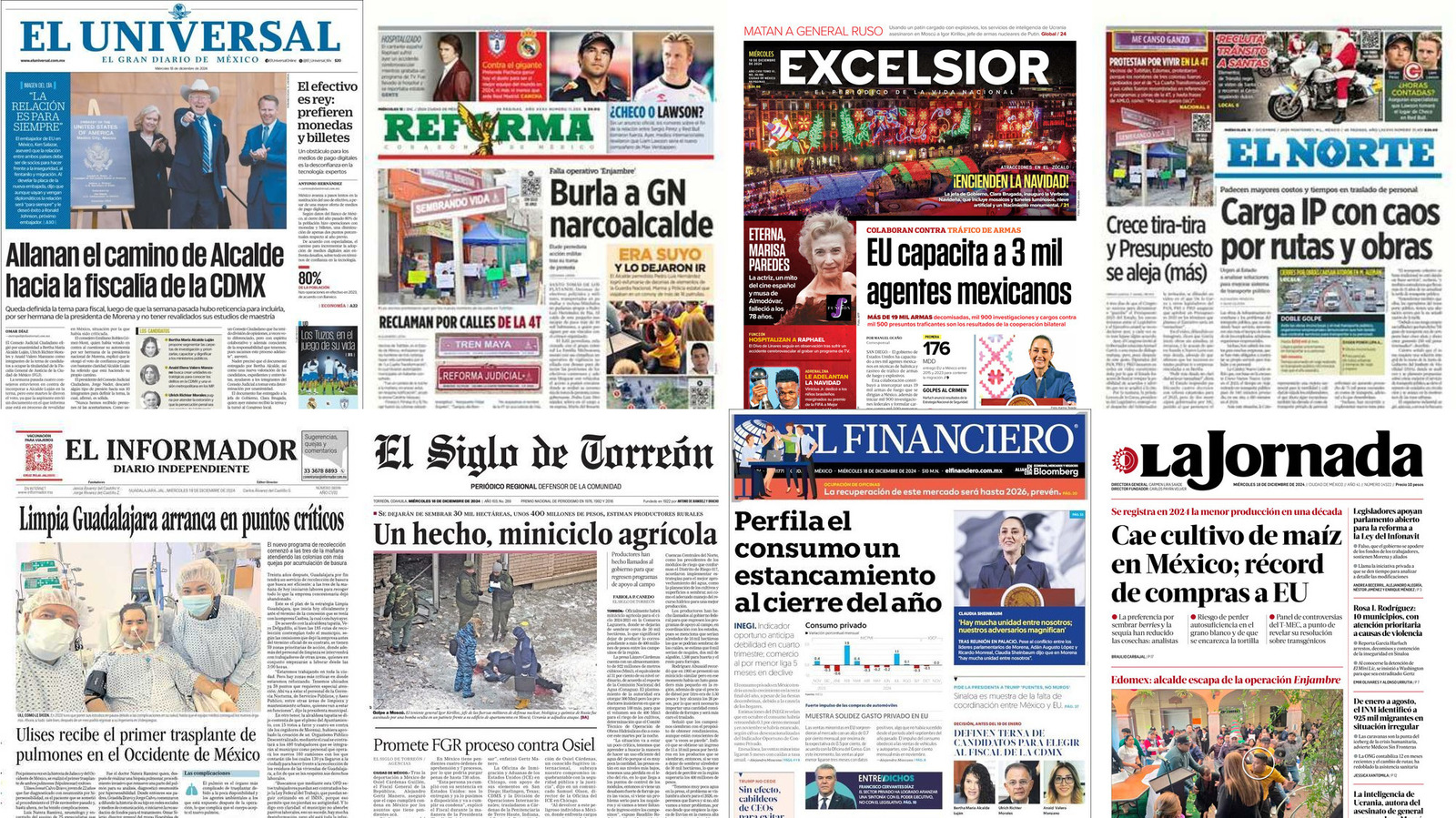 Portadas de periódicos impresos más importantes de México hoy