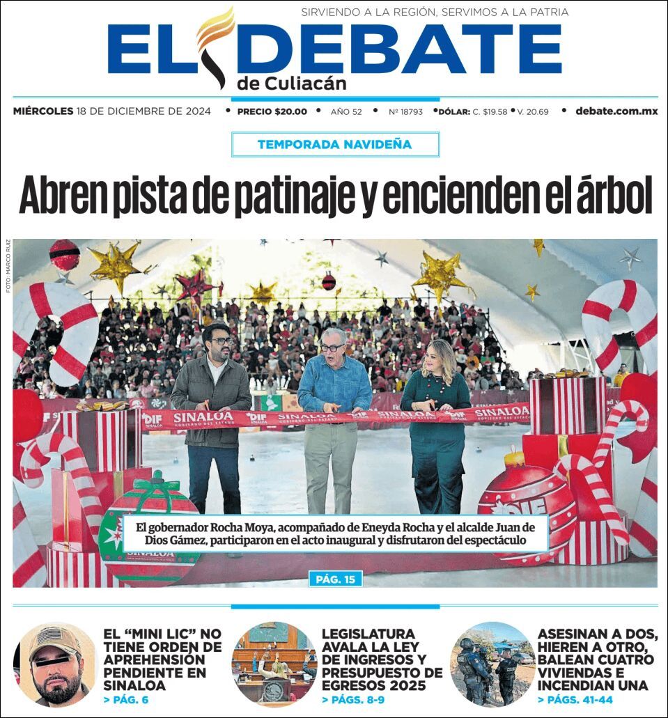 El Debate Culiacán, edición del miércoles 18 de diciembre de 2024