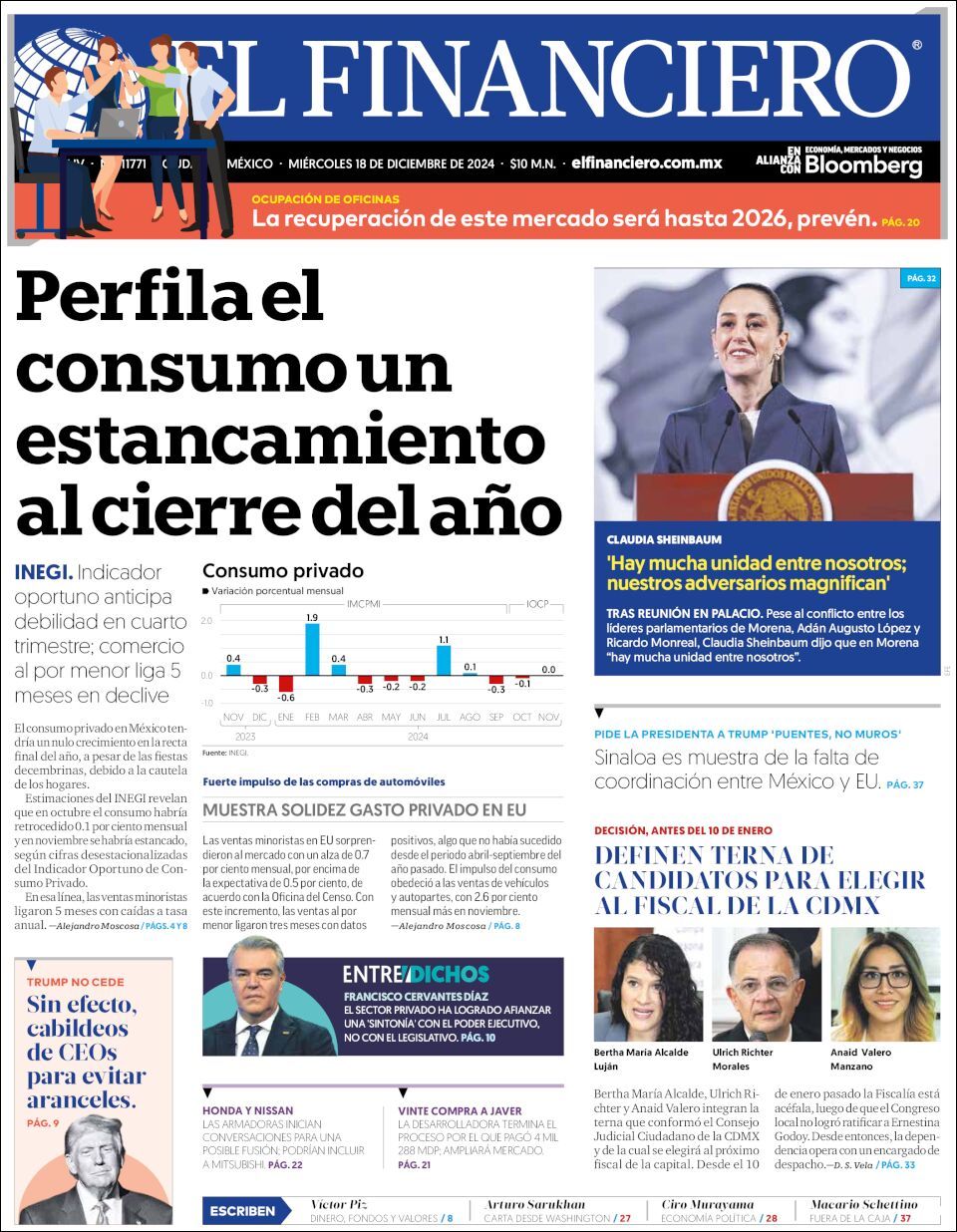 El Financiero, edición del miércoles 18 de diciembre de 2024