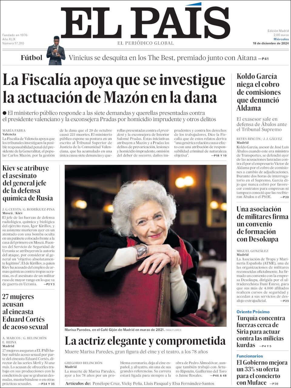 El País, edición del miércoles 18 de diciembre de 2024