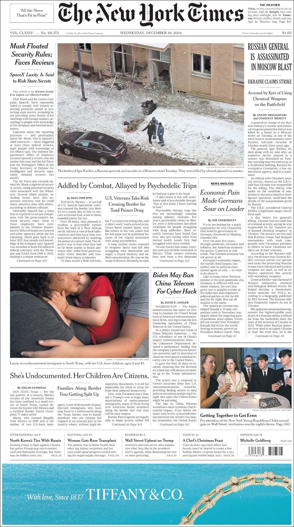 The New York Times, edición del miércoles 18 de diciembre de 2024