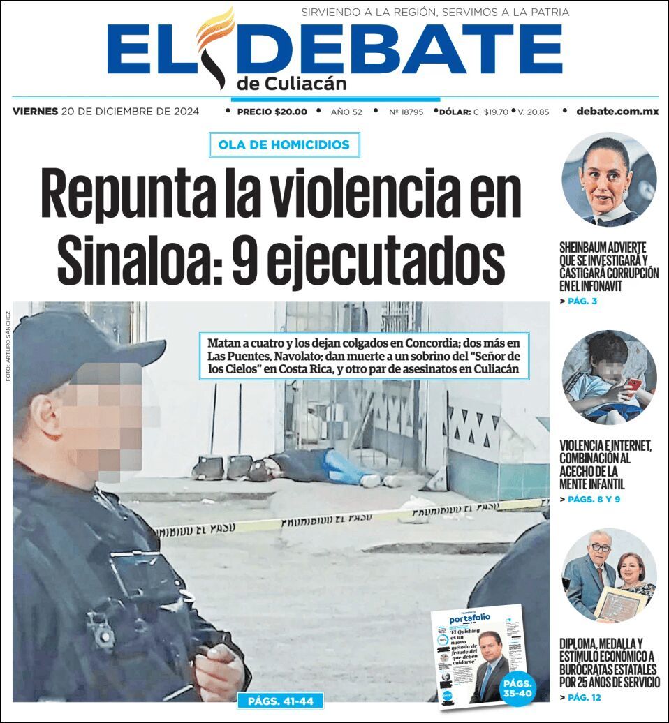 El Debate Culiacán, edición del viernes 20 de diciembre de 2024