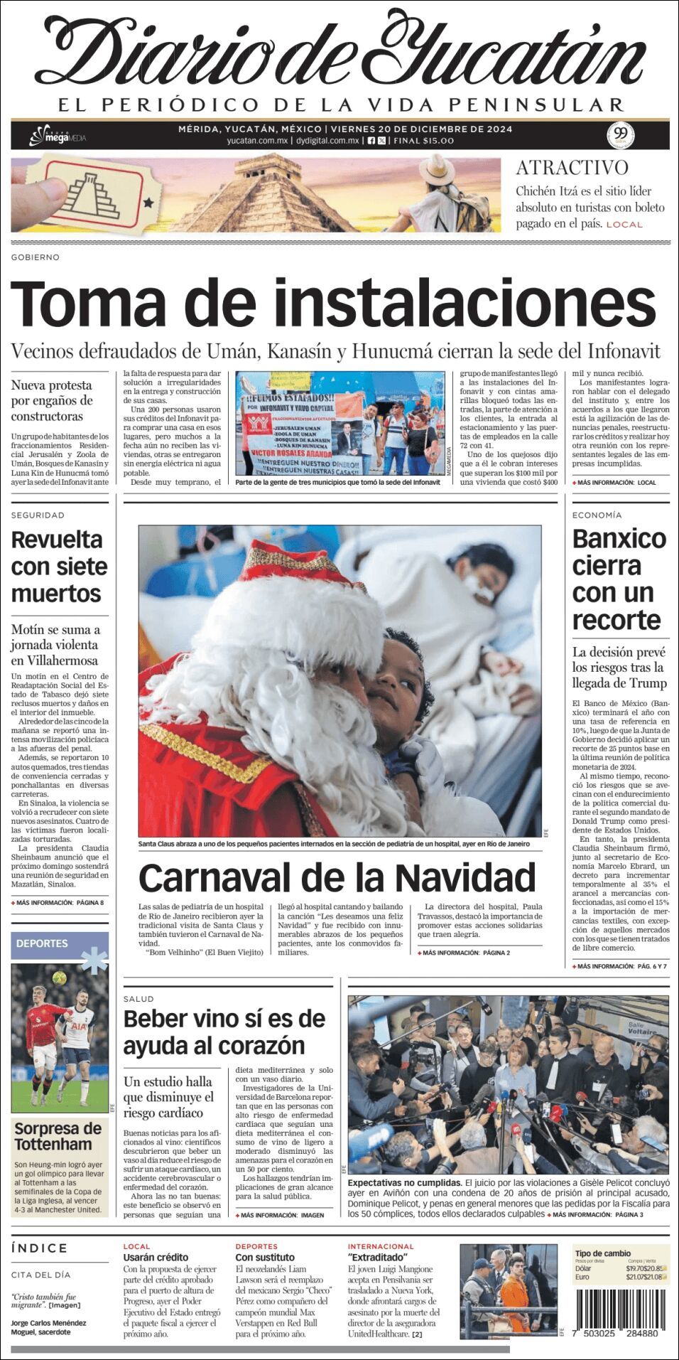 El Diario de Yucatán, edición del viernes 20 de diciembre de 2024