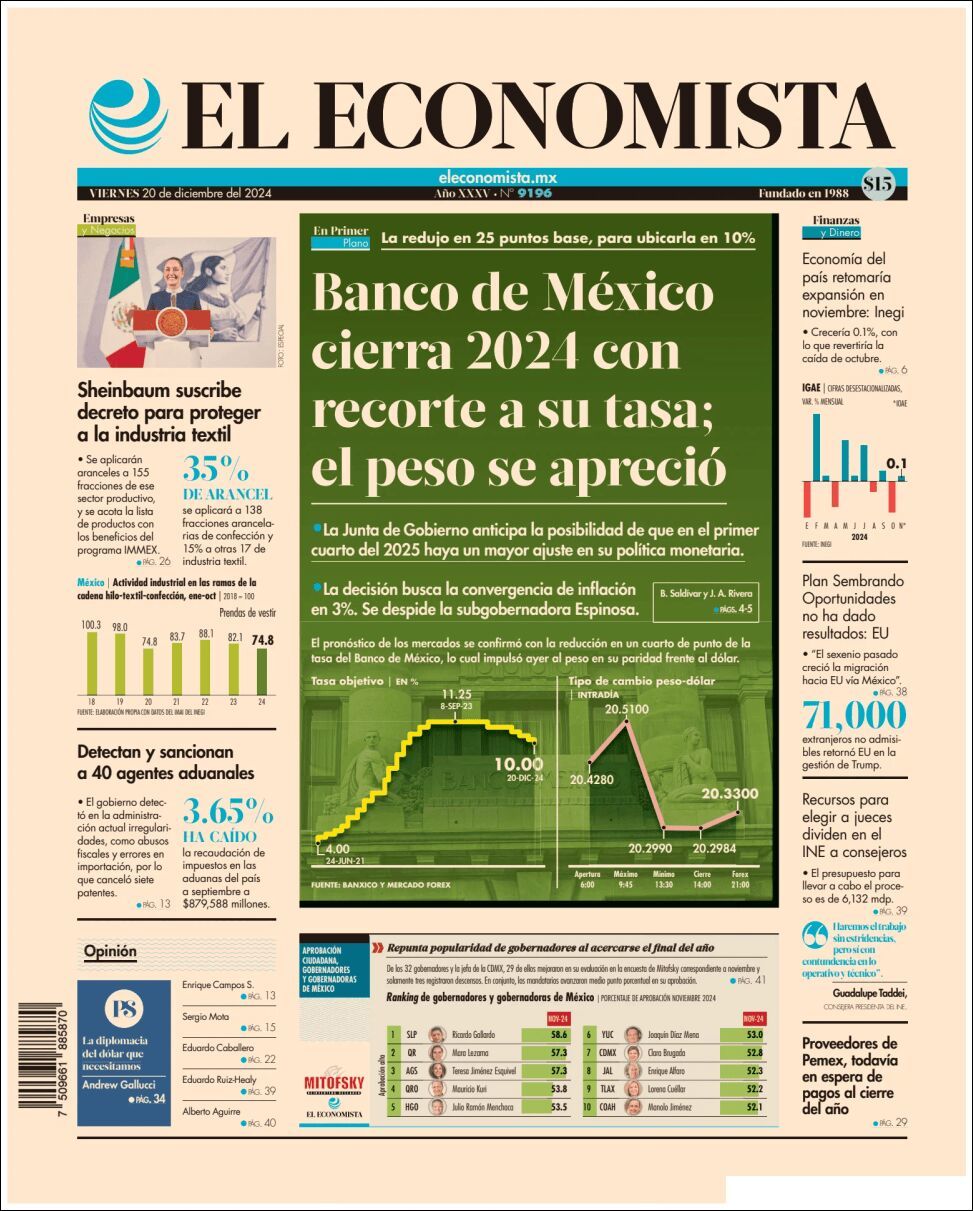 El Economista, edición del viernes 20 de diciembre de 2024