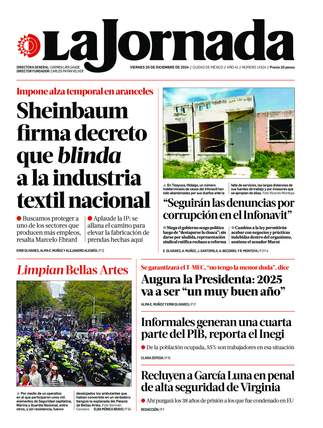 La Jornada, edición del viernes 20 de diciembre de 2024