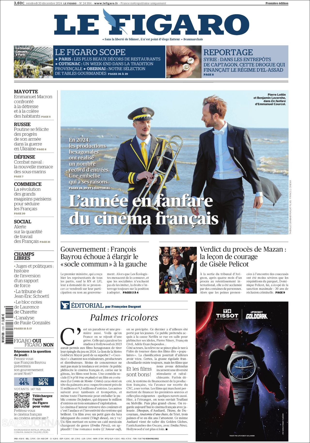 Le Figaro, edición del viernes 20 de diciembre de 2024