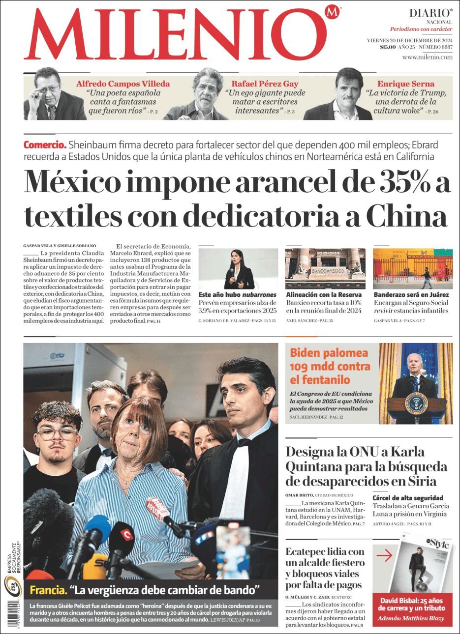 Milenio, edición del viernes 20 de diciembre de 2024