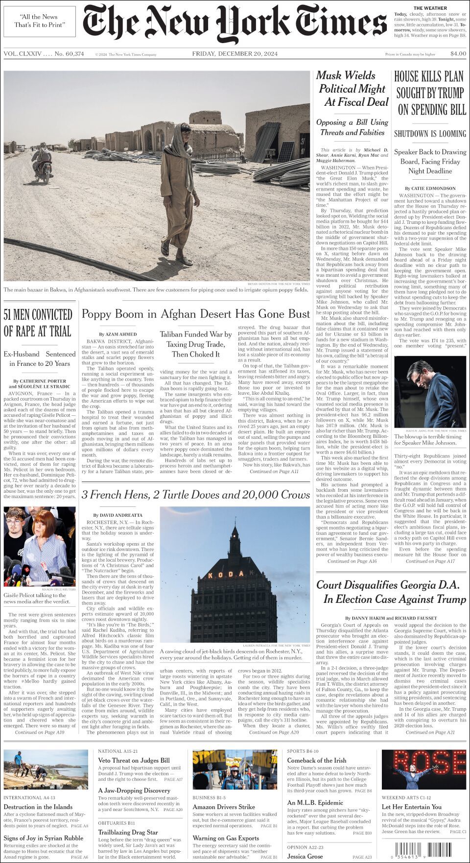 The New York Times, edición del viernes 20 de diciembre de 2024