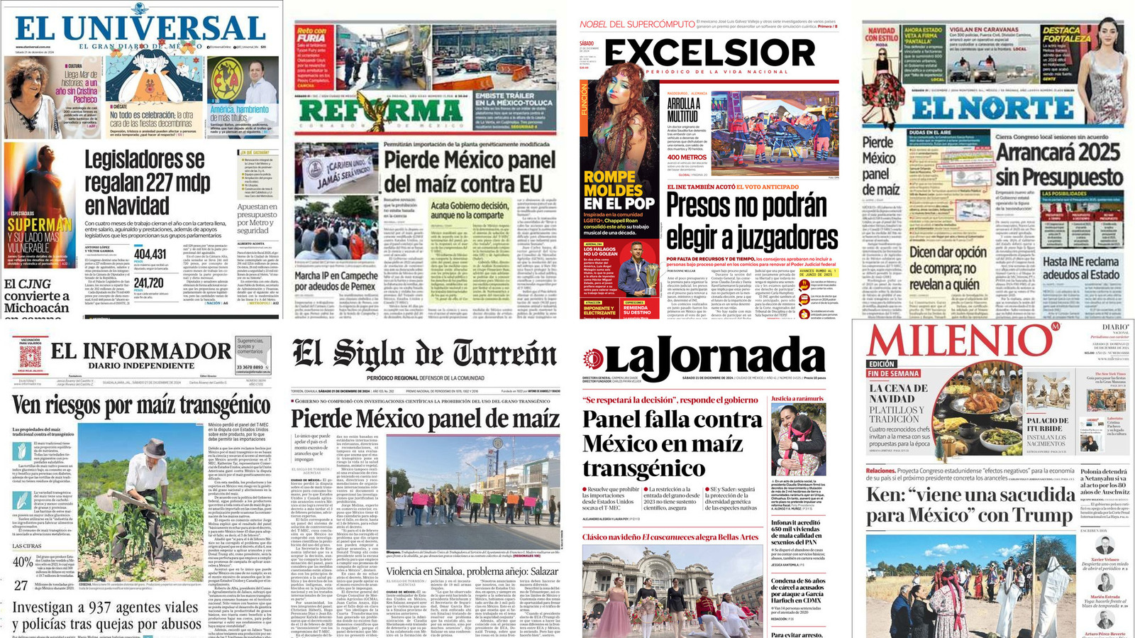 Portadas de periódicos impresos más importantes de México hoy