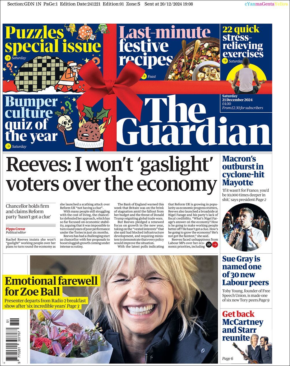 The Guardian, edición del sábado 21 de diciembre de 2024