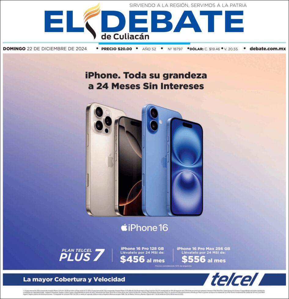 El Debate Culiacán, edición del domingo 22 de diciembre de 2024