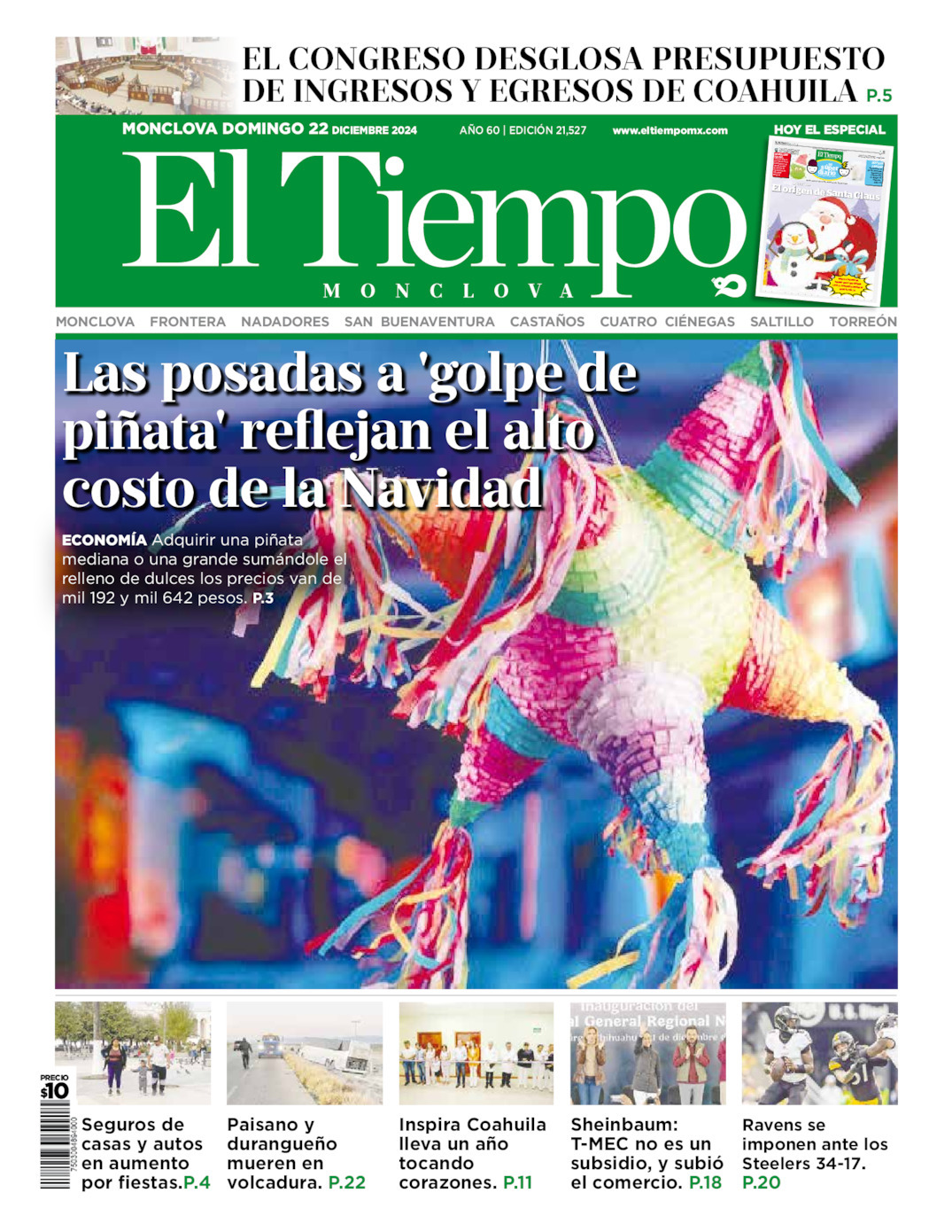 El Tiempo Monclova, edición del domingo 22 de diciembre de 2024