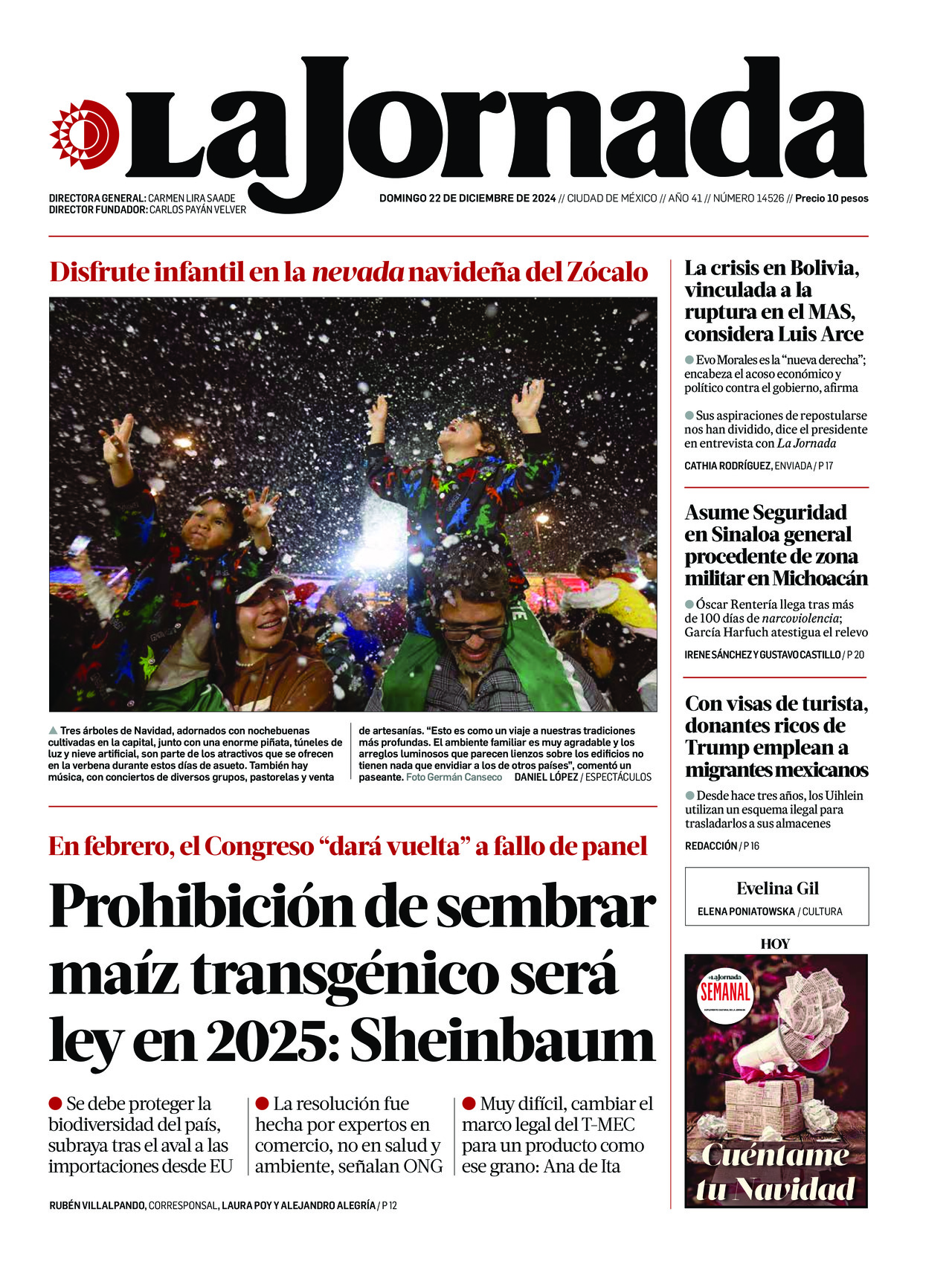 La Jornada, edición del domingo 22 de diciembre de 2024